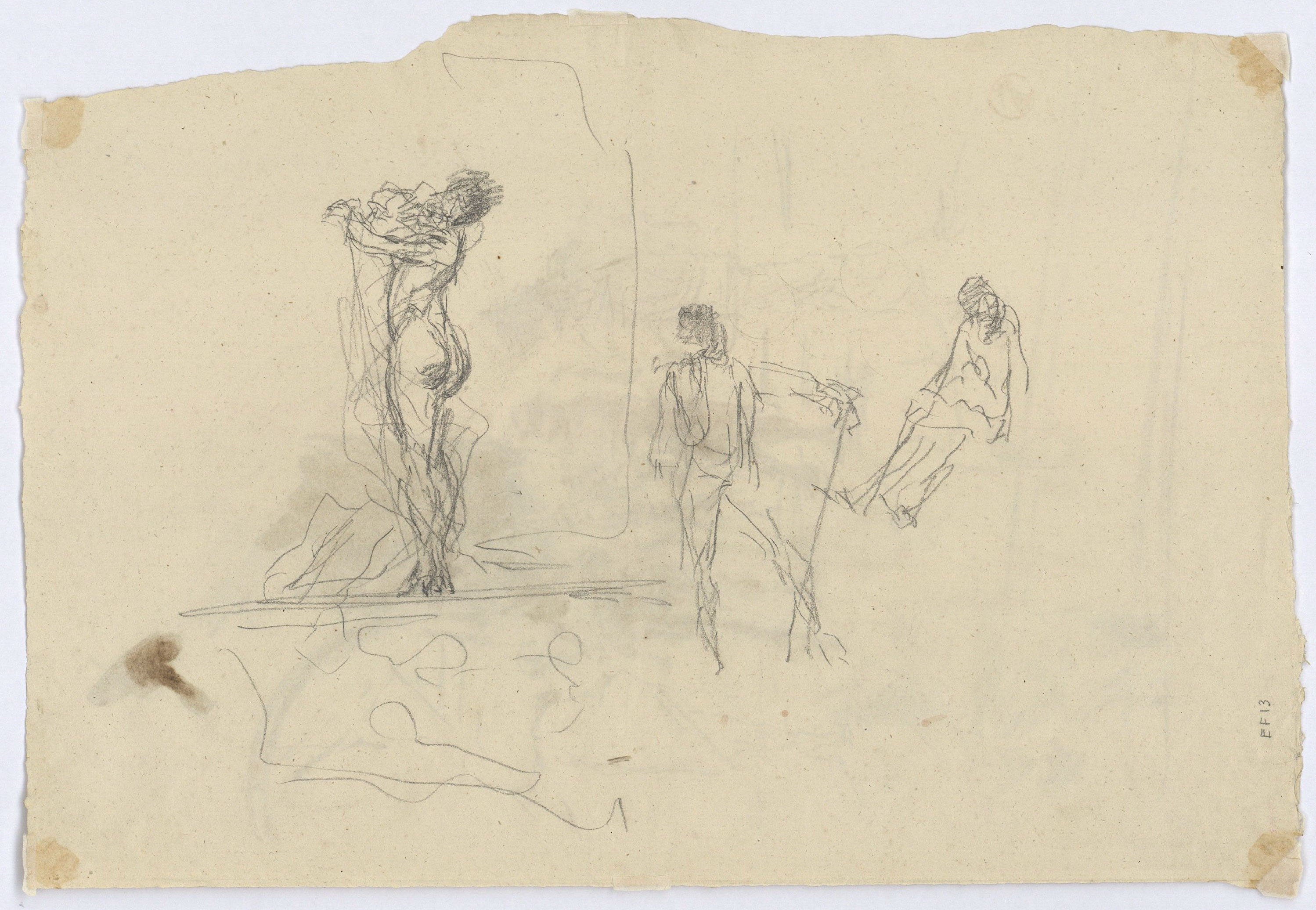 image for: Marià Fortuny - Estudi per al gravat «Ronda nocturna» (anvers) / Estudi per al quadre «L'elecció de la model» (revers) - Cap a 1863-1865 [1]