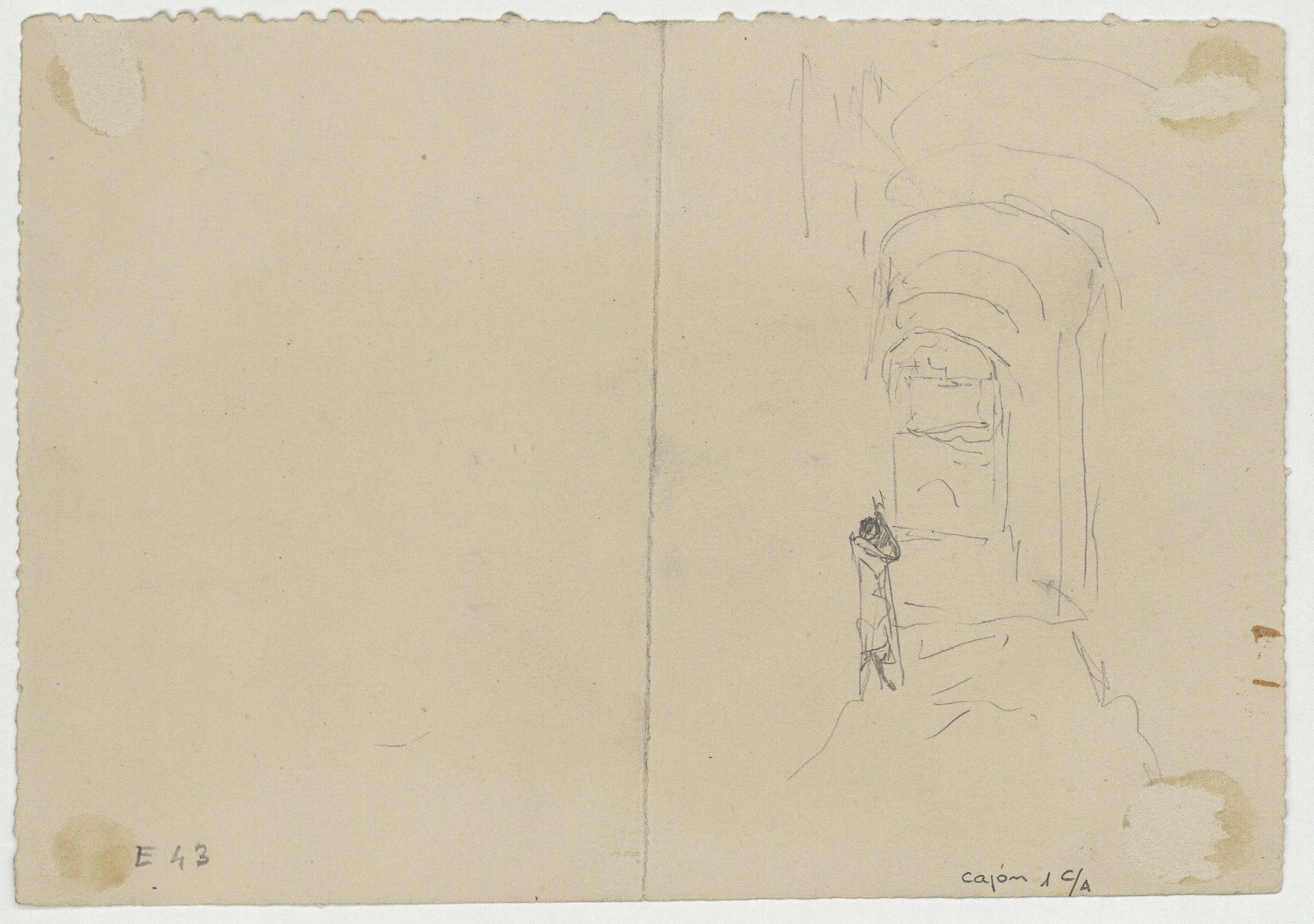 image for: Marià Fortuny - Teulades marroquines (anvers) / Figura en un carreró (revers) - Cap a 1860-1862 [1]
