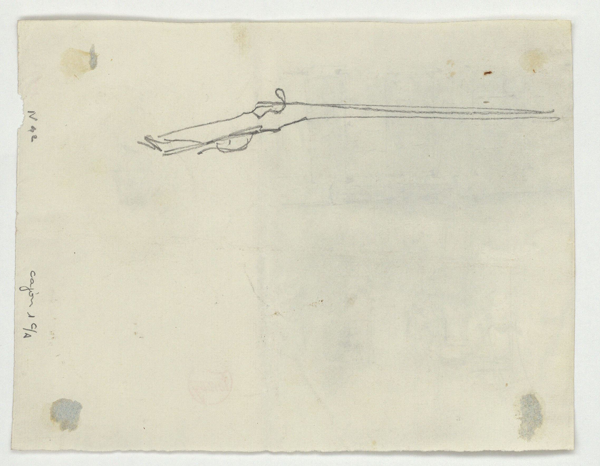 image for: Marià Fortuny - Engalzat de fusta i cap masculí (anvers) / Espingarda (revers) - Cap a 1867-1870 [1]