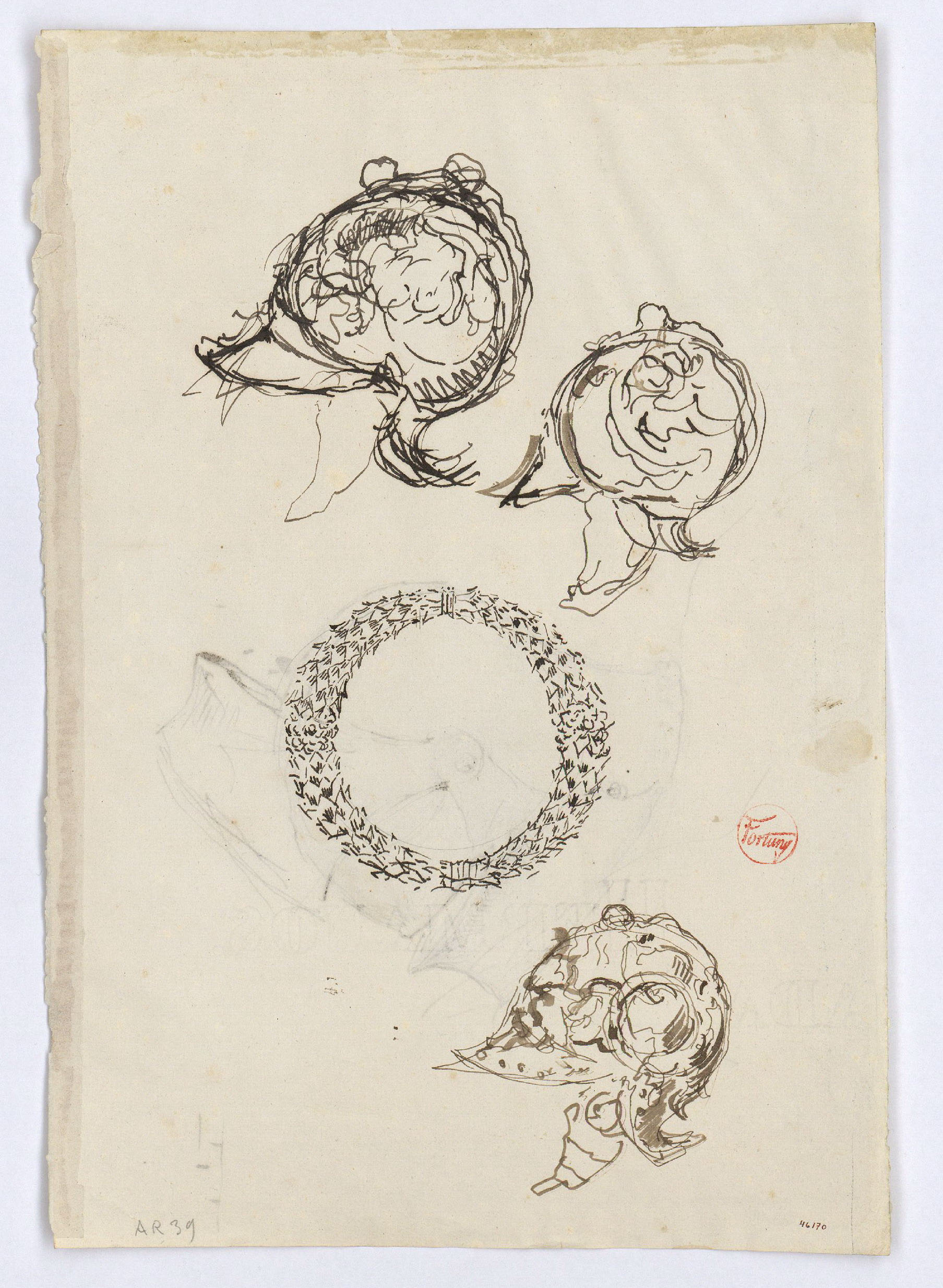 image for: Marià Fortuny - Cascs d'estil renaixentista (anvers) / Casc medieval (revers) - Cap a 1867-1872