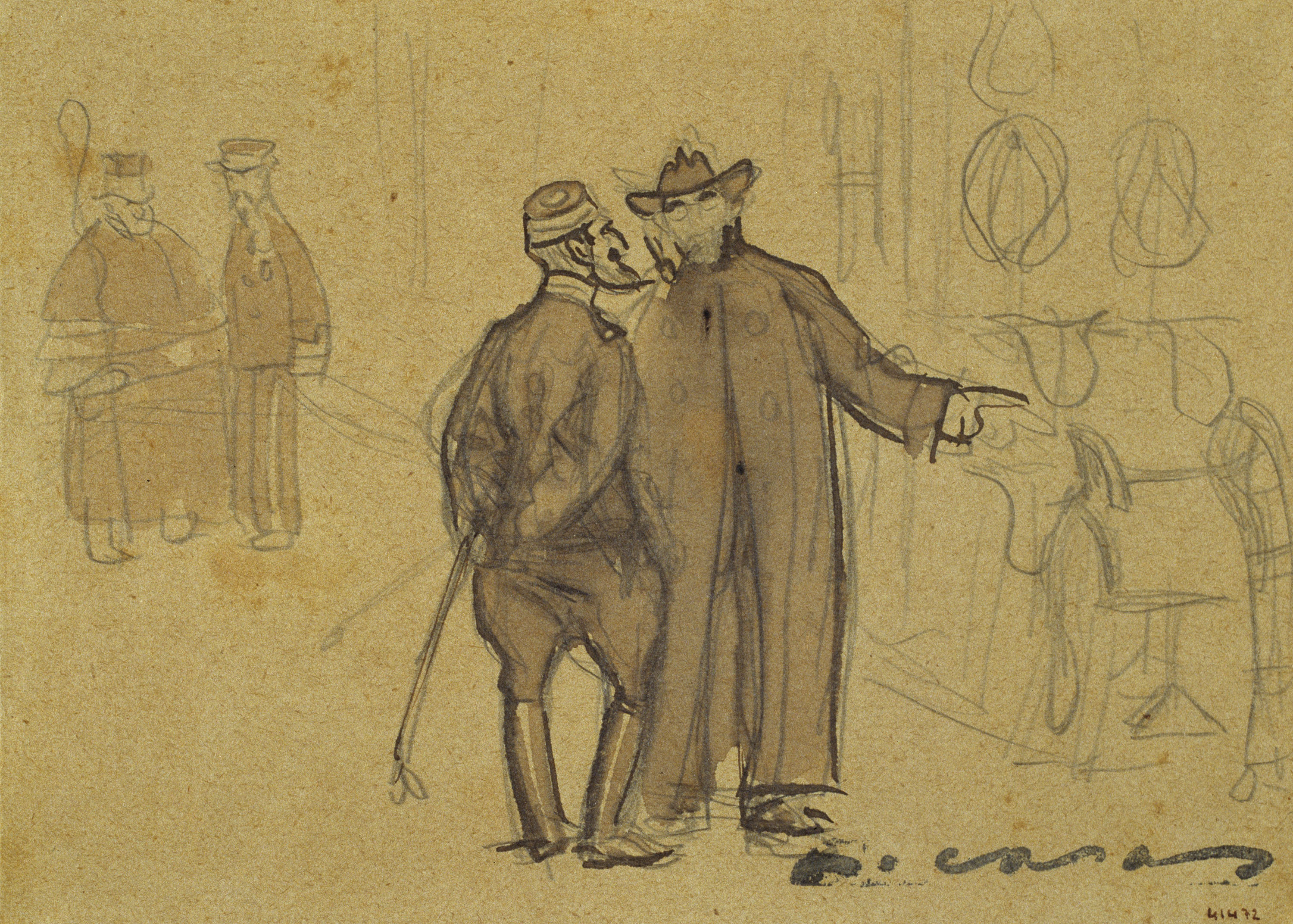 image for: Ramon Casas - Autoretrat parlant amb un militar - Cap a 1890-1900
