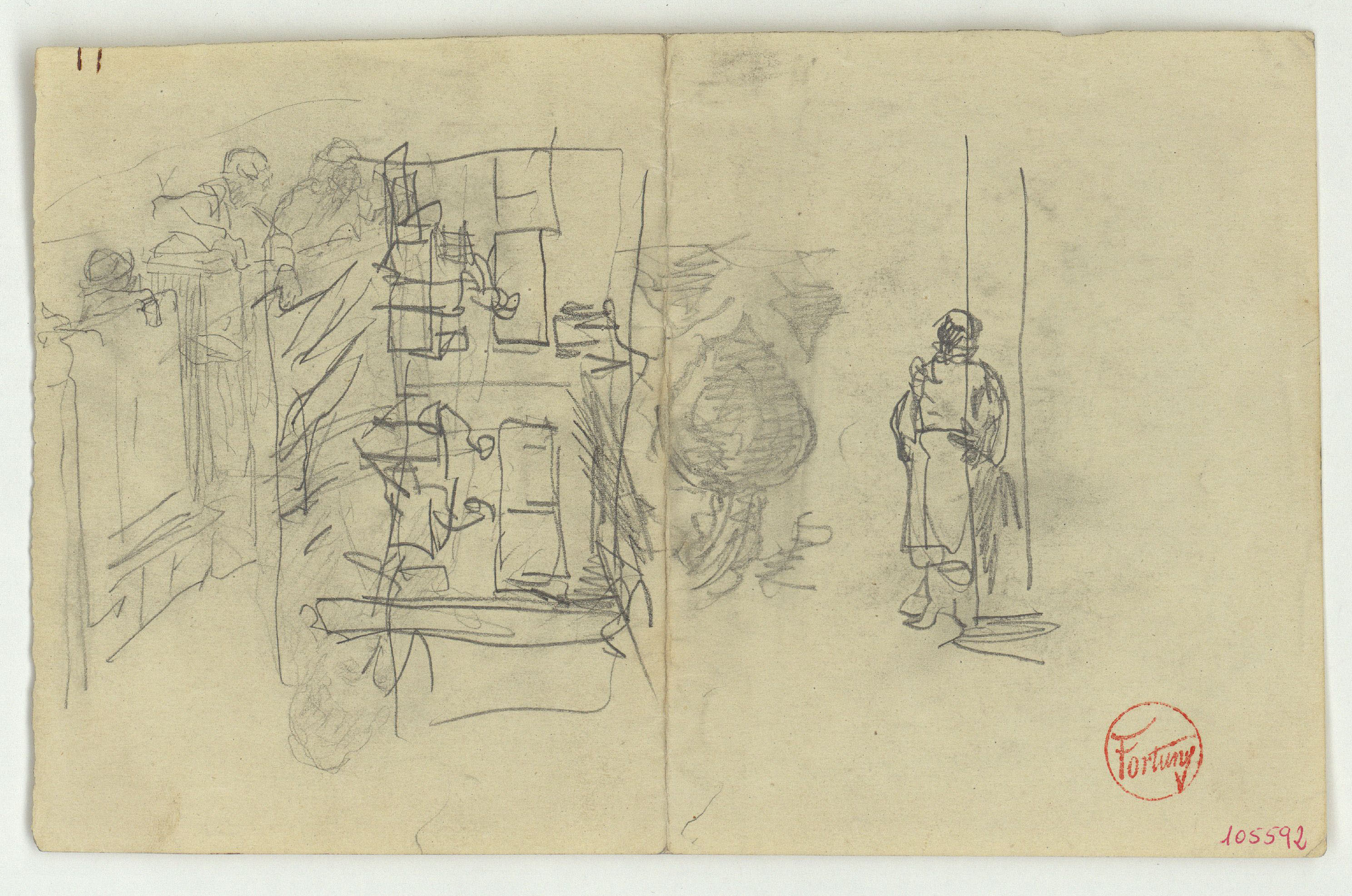 image for: Marià Fortuny - Croquis de figures (anvers) / Croquis de figures (revers) - Cap a 1867-1872