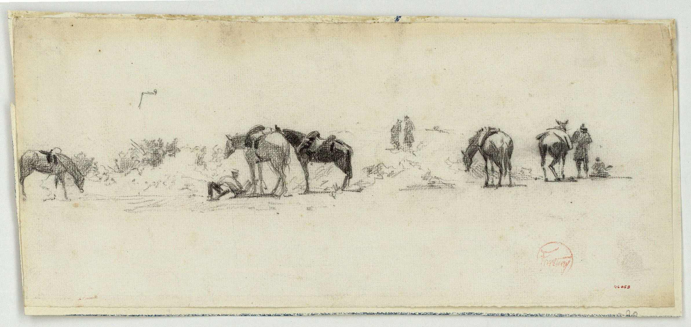 image for: Marià Fortuny - Cavalls amb selles - Cap a 1860