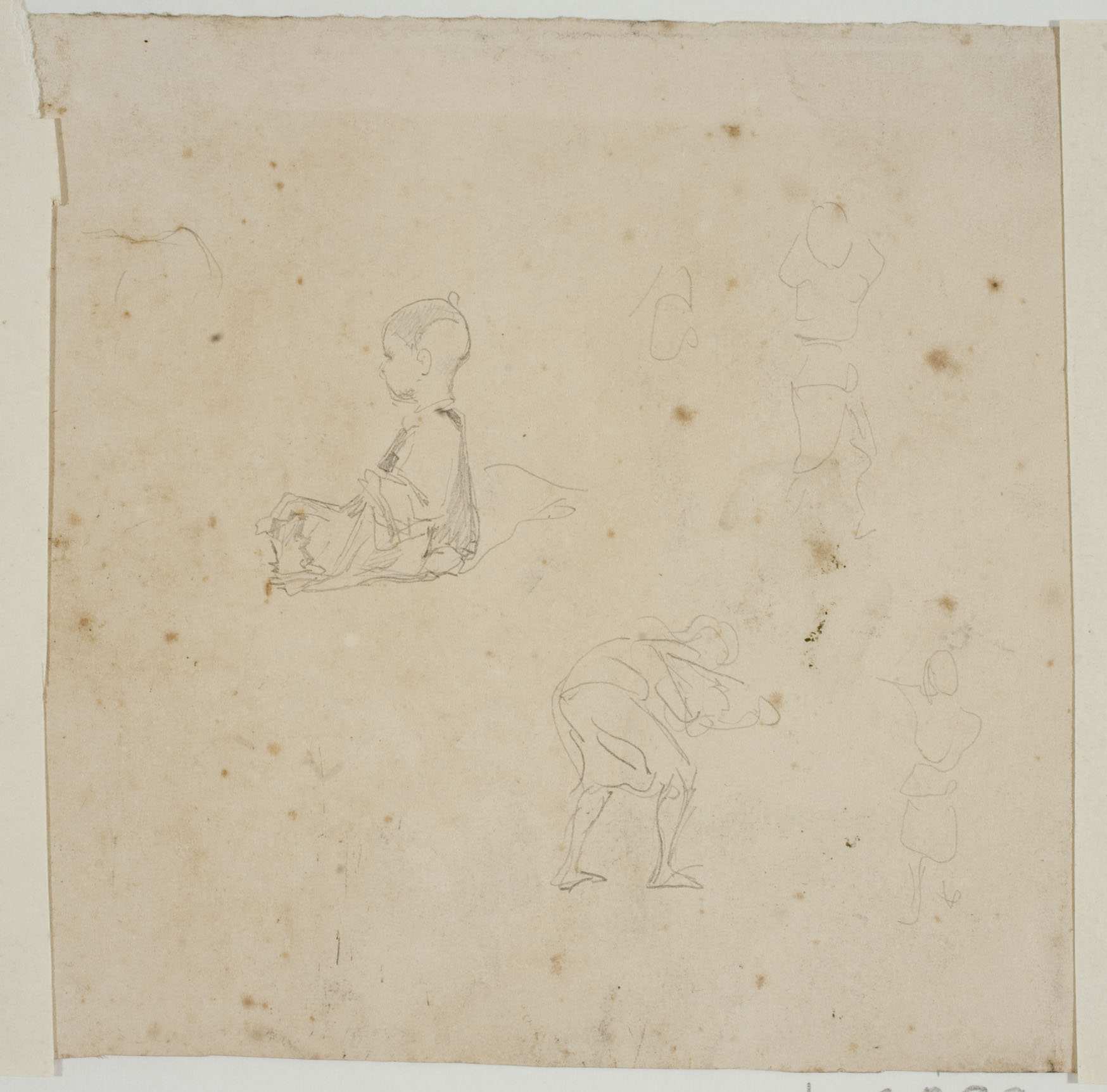 image for: Marià Fortuny - Estudi de cavalls (anvers) / Nen i altres figures (revers) - Cap a 1860-1862 [1]