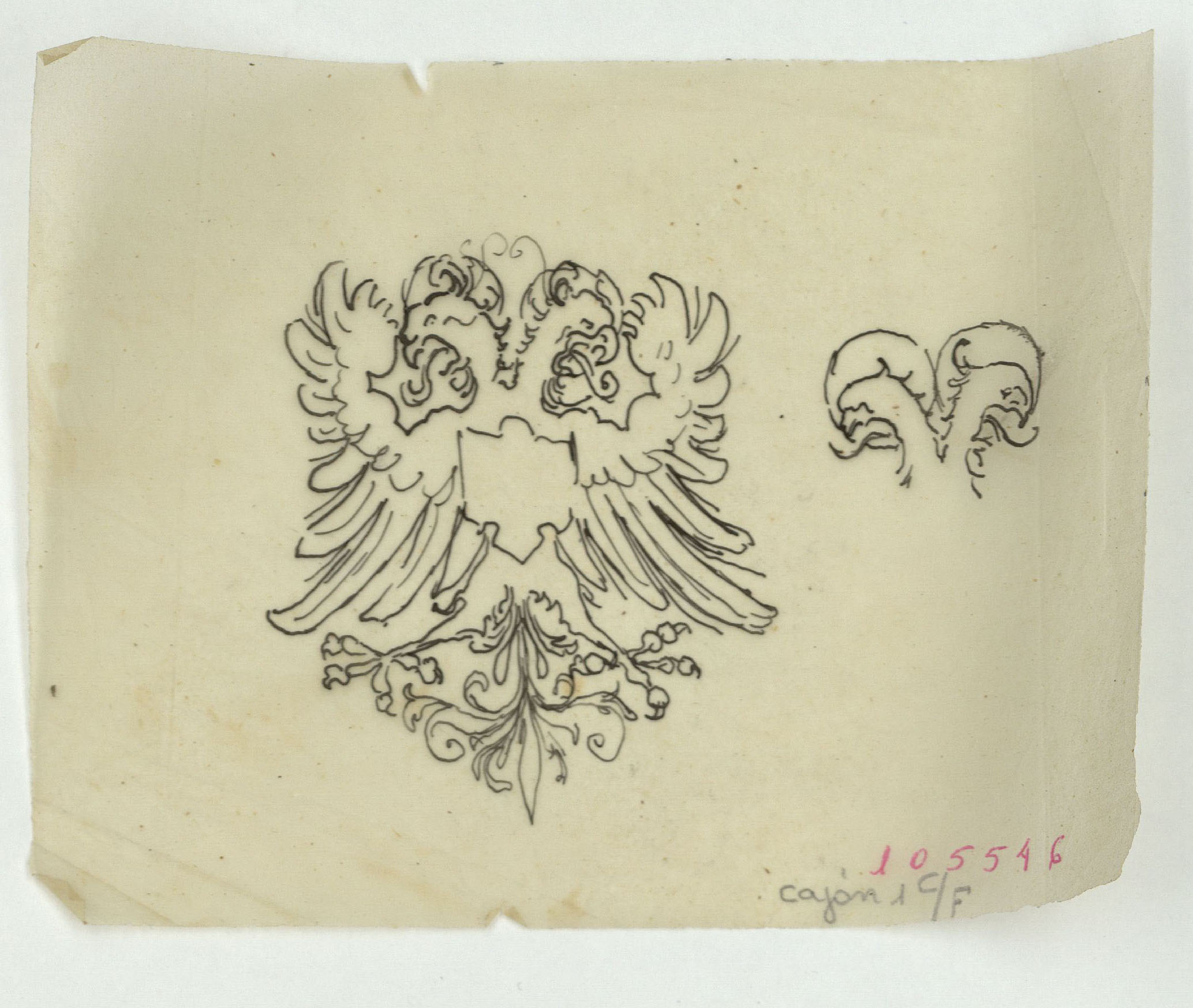 image for: Marià Fortuny - Calc d'escut amb àguila bicèfala - Cap a 1867-1872