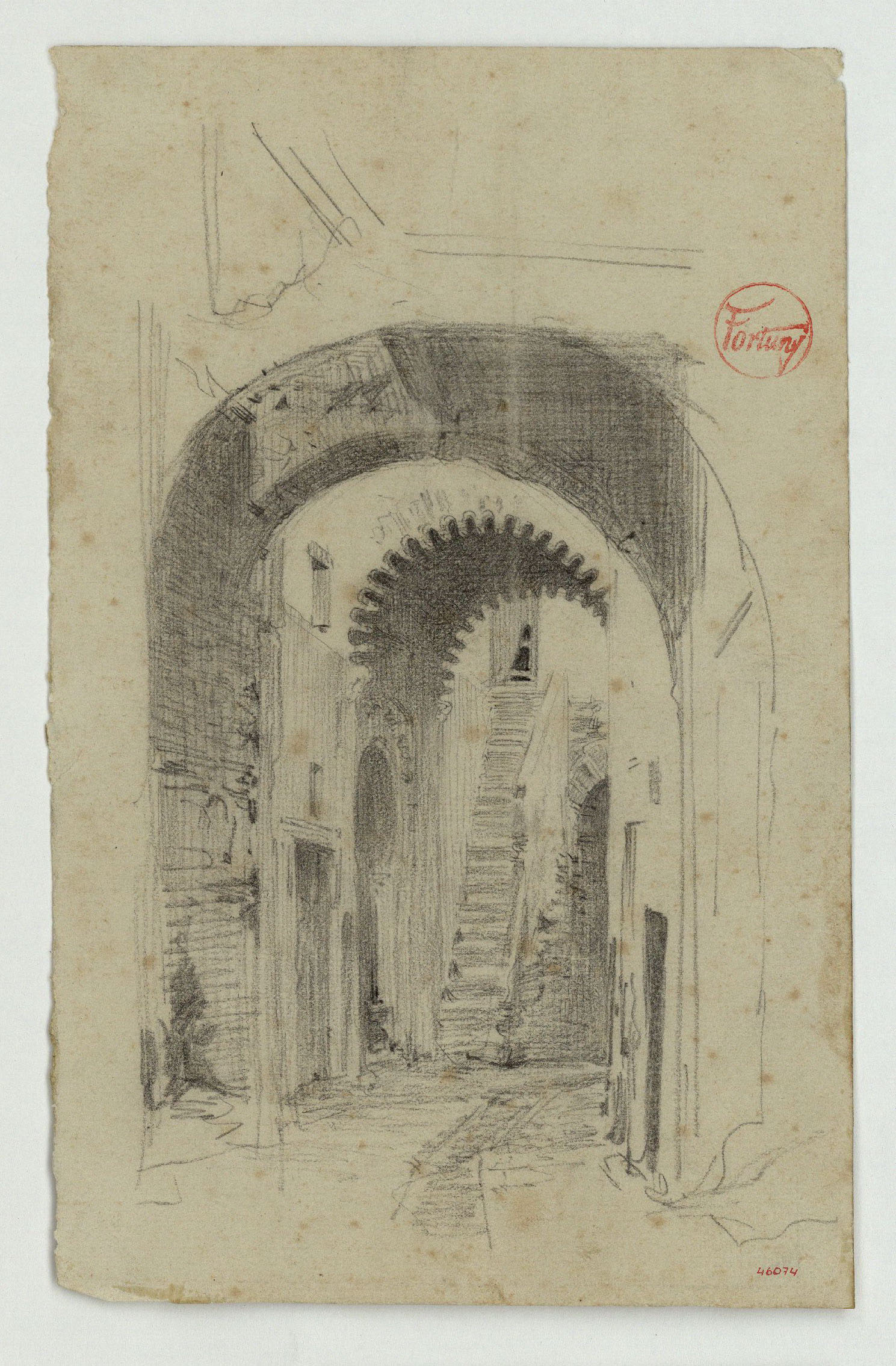 image for: Marià Fortuny - Zauia (cenobi religiós) Nasiriyya de Sidibennacer al carrer Ahfir de Tetuan - 1860