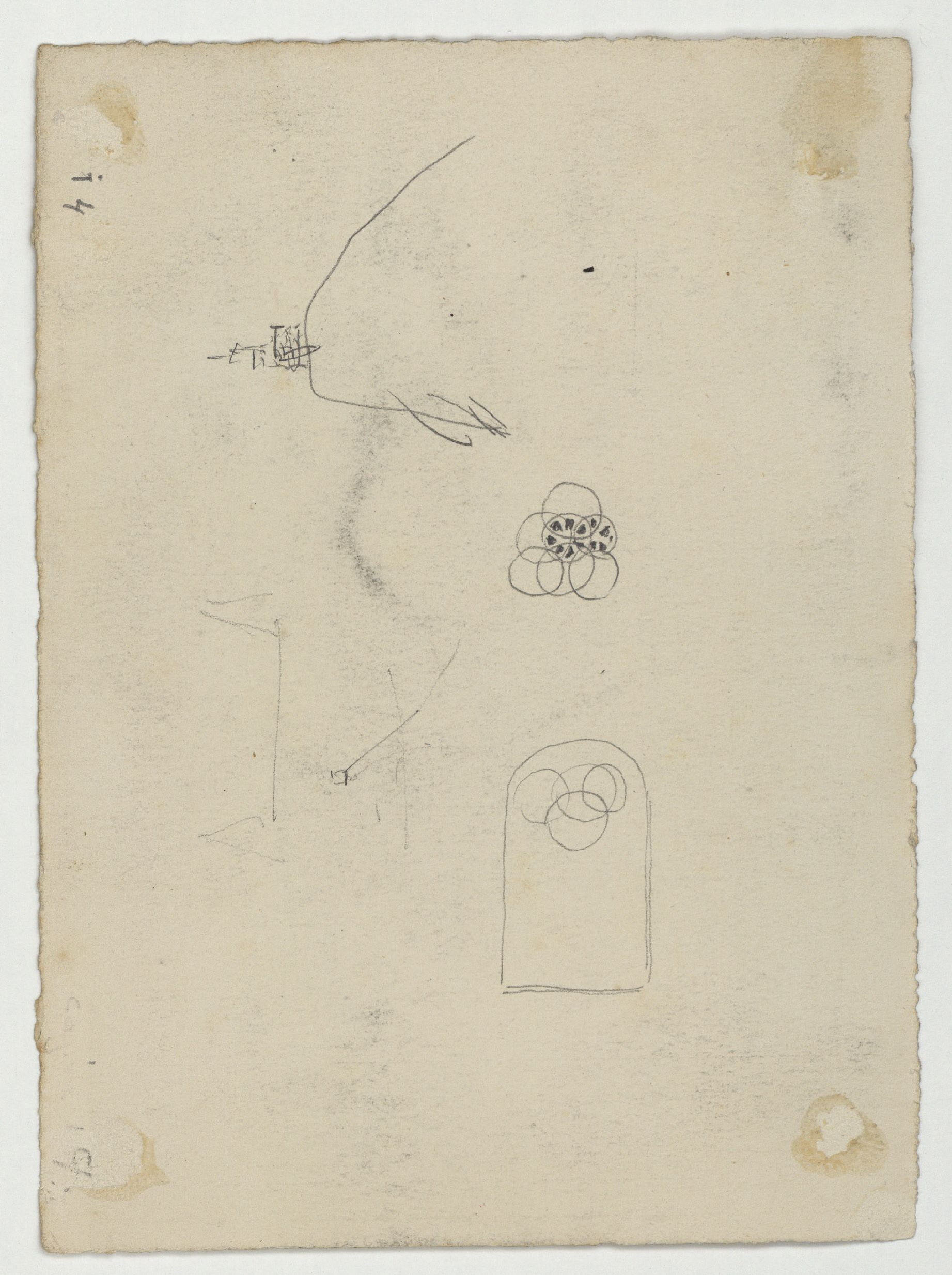 image for: Marià Fortuny - Interior d'església (anvers) / Croquis inconcrets (revers) - Cap a 1867-1872 [1]