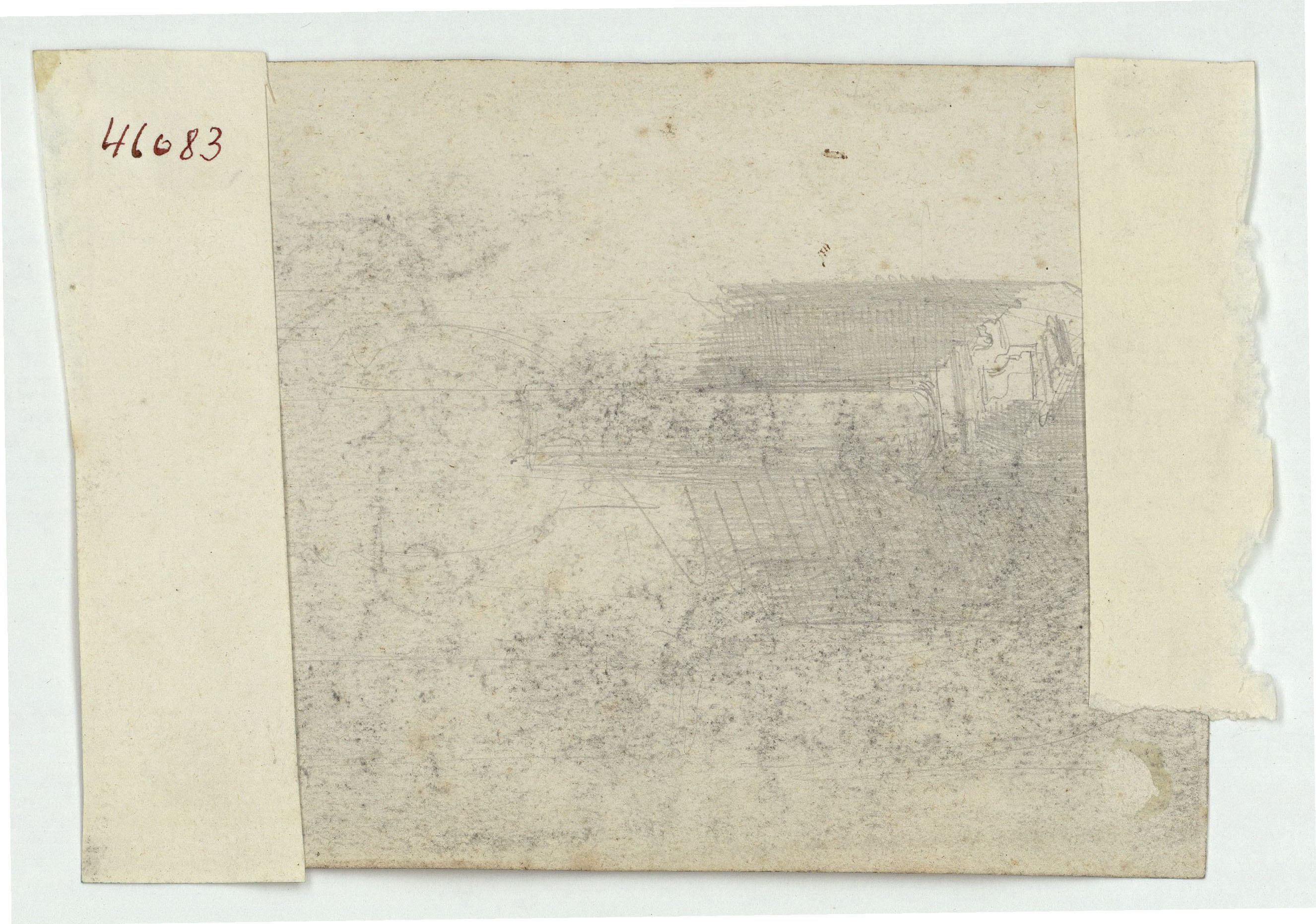 image for: Marià Fortuny - Fanal d'estil musulmà i marroquins (anvers) / Croquis inconcret (revers) - Cap a 1860-1862 [1]