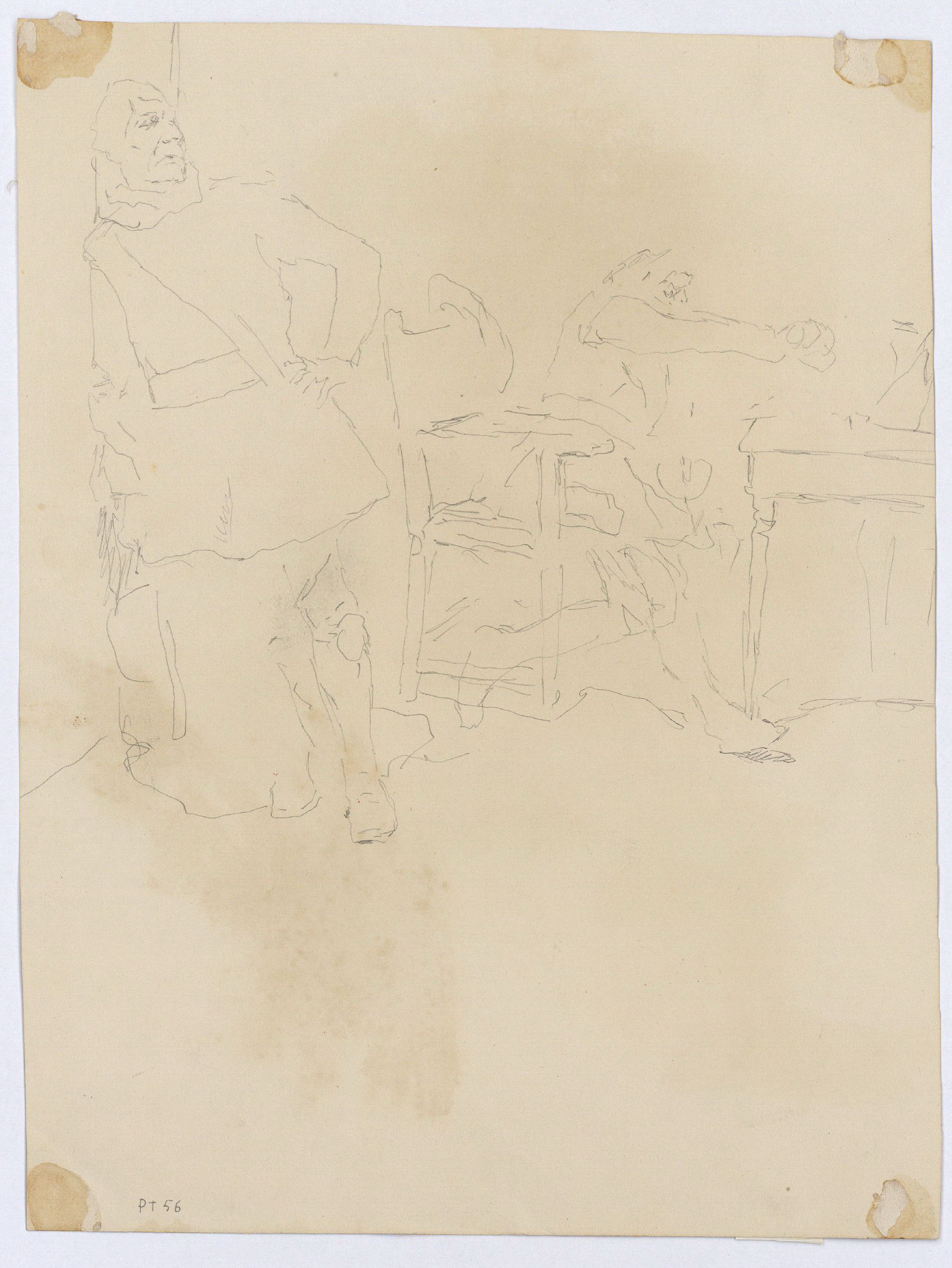 image for: Marià Fortuny - Mosqueters (anvers) / Esbós de composició (revers) - Cap a 1870-1872 [1]