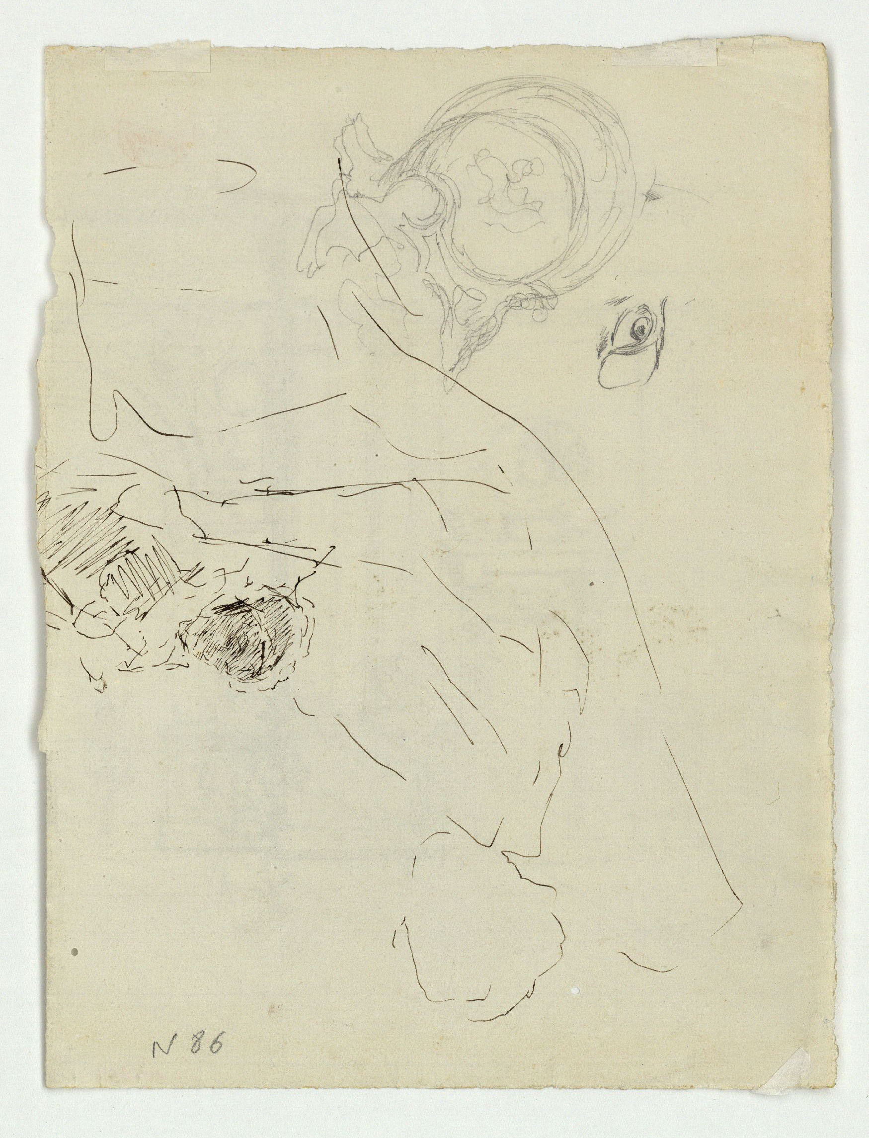 image for: Marià Fortuny - Detall del palau de Carles V a l'Alhambra de Granada i figures (anvers) / Casc i dona amb nen (revers) - 1870-1872 [1]