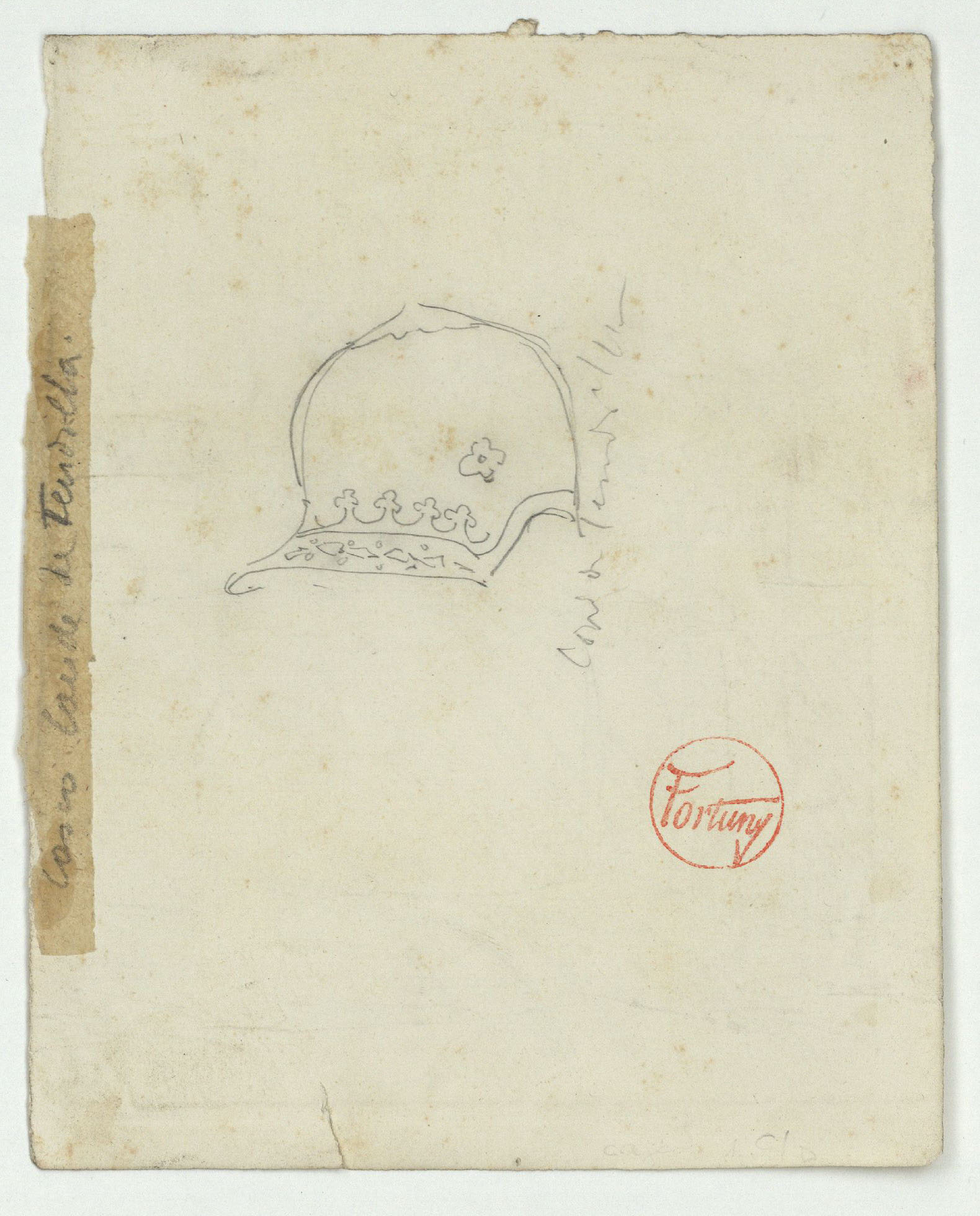 image for: Marià Fortuny - Estudi per al quadre «Dinar a l'Alhambra» (anvers) / Casc del comte Tendilla (revers) - Cap a 1872 [1]