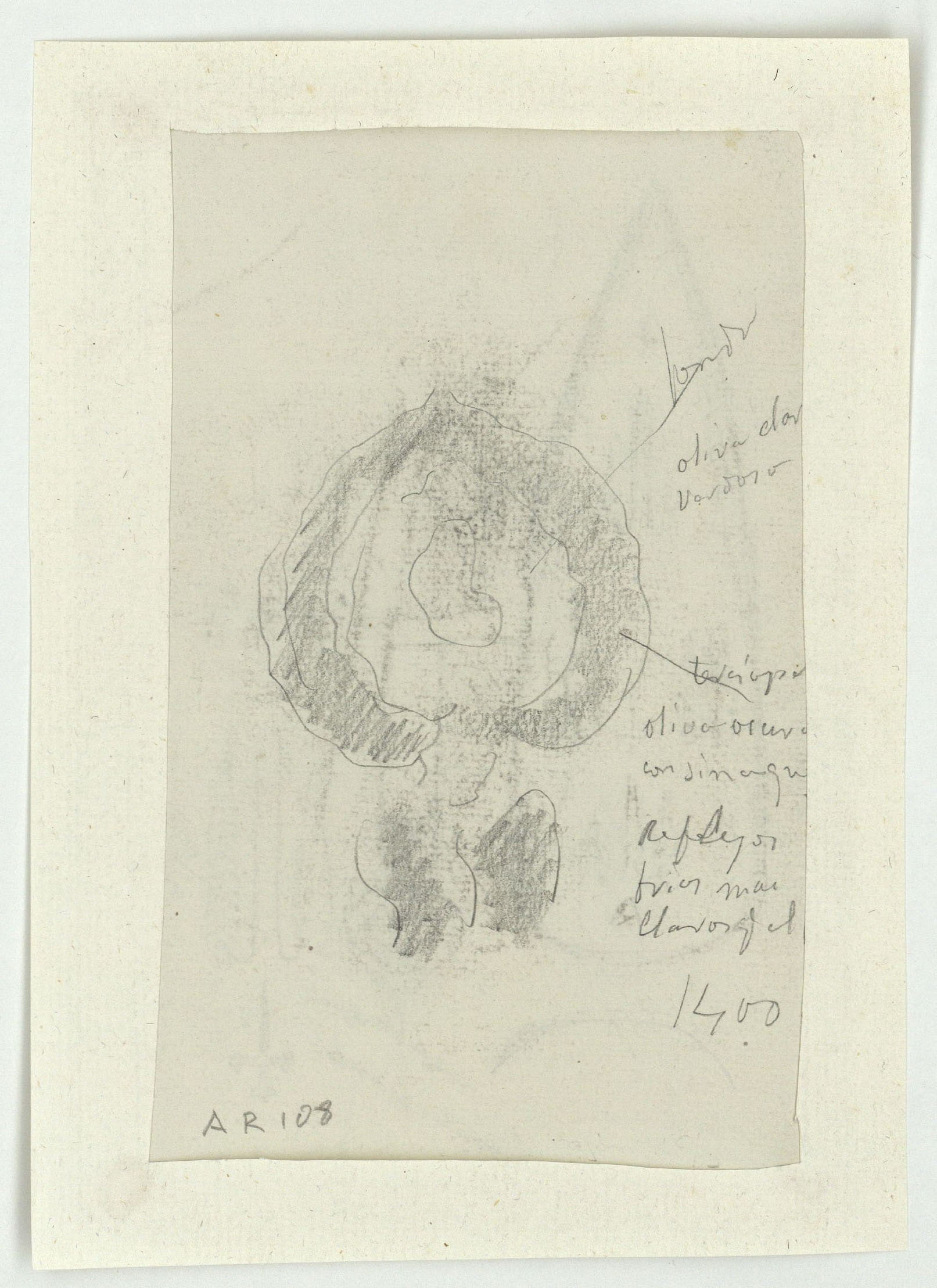 image for: Marià Fortuny - Pom d'espasa, escut i detalls (anvers) / Esbós de guardamà (revers) - Cap a 1867-1872 [1]