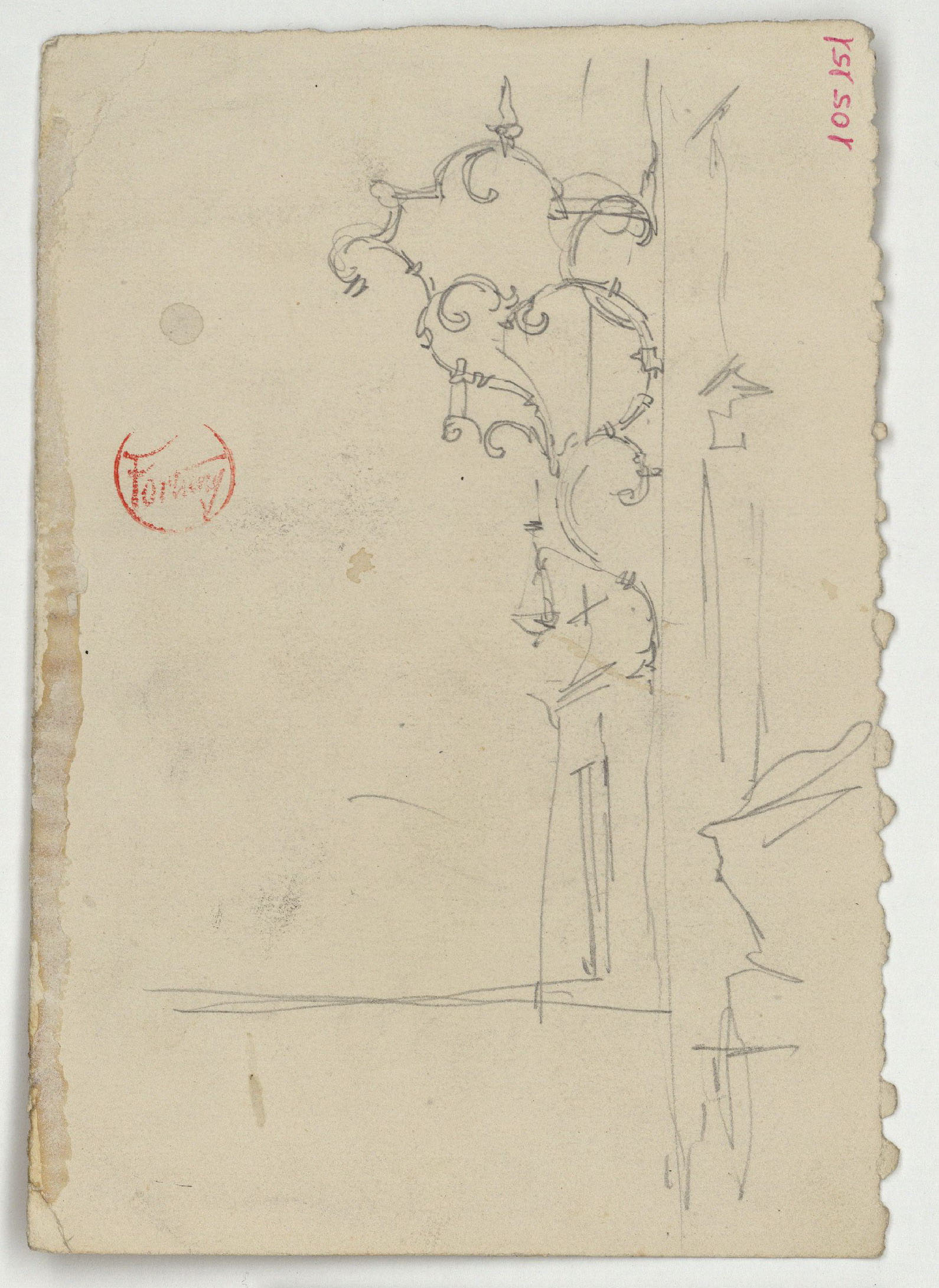 image for: Marià Fortuny - Suport d'una llàntia votiva (anvers) / Elements ornamentals (revers) - Cap a 1868-1872