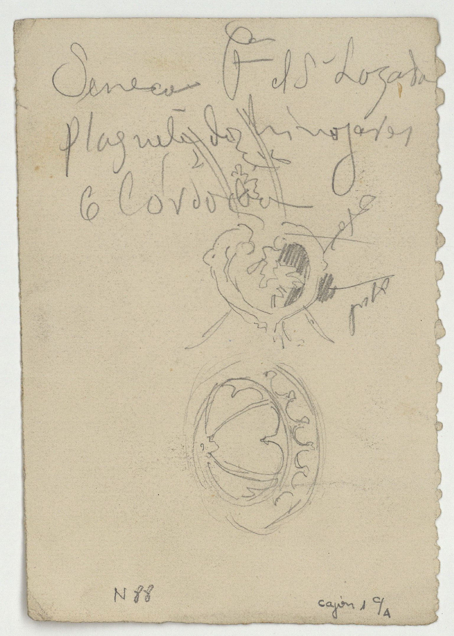 image for: Marià Fortuny - Suport d'una llàntia votiva (anvers) / Elements ornamentals (revers) - Cap a 1868-1872 [1]