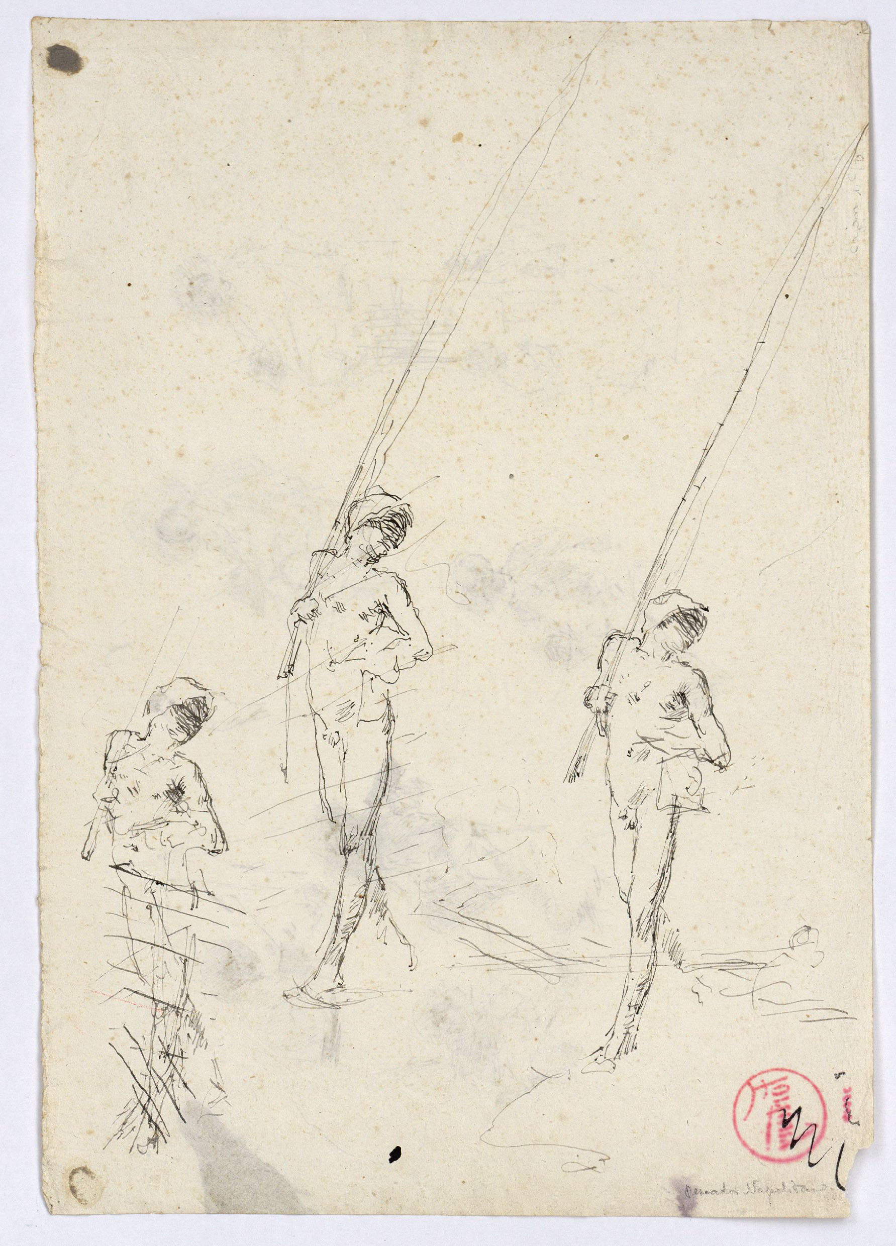image for: Marià Fortuny - Esbós de figures (anvers) / Esbós de pescadors nus (revers) - Cap a 1874 [1]