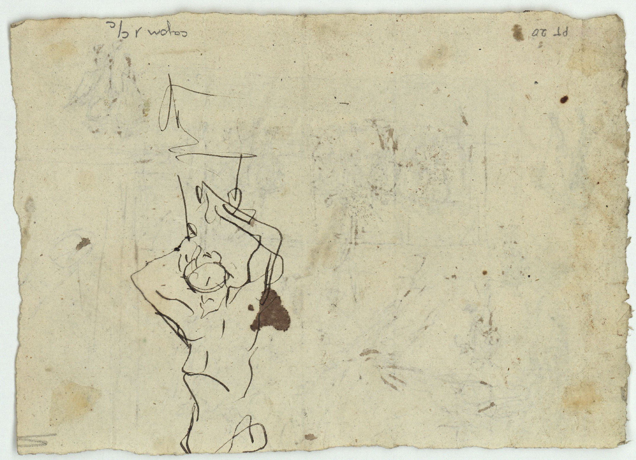 image for: Marià Fortuny - Croquis de figures amb espases (anvers) / Croquis de figura masculina (revers) - Cap a 1870-1872 [1]