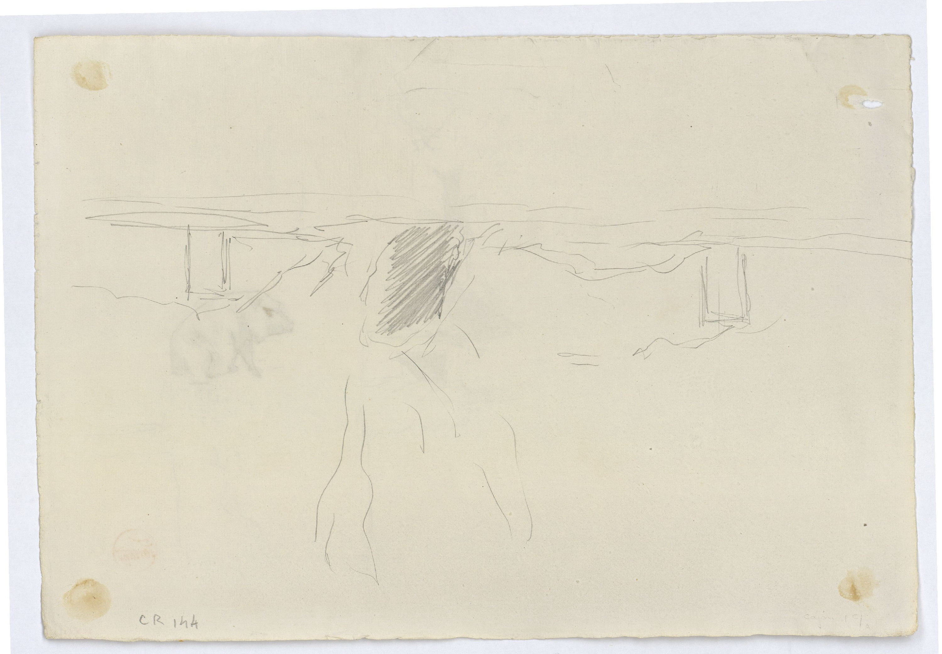image for: Marià Fortuny - Estudi per al quadre «Els porcs» (anvers) / Croquis inconcret (revers) - Cap a 1872 [1]