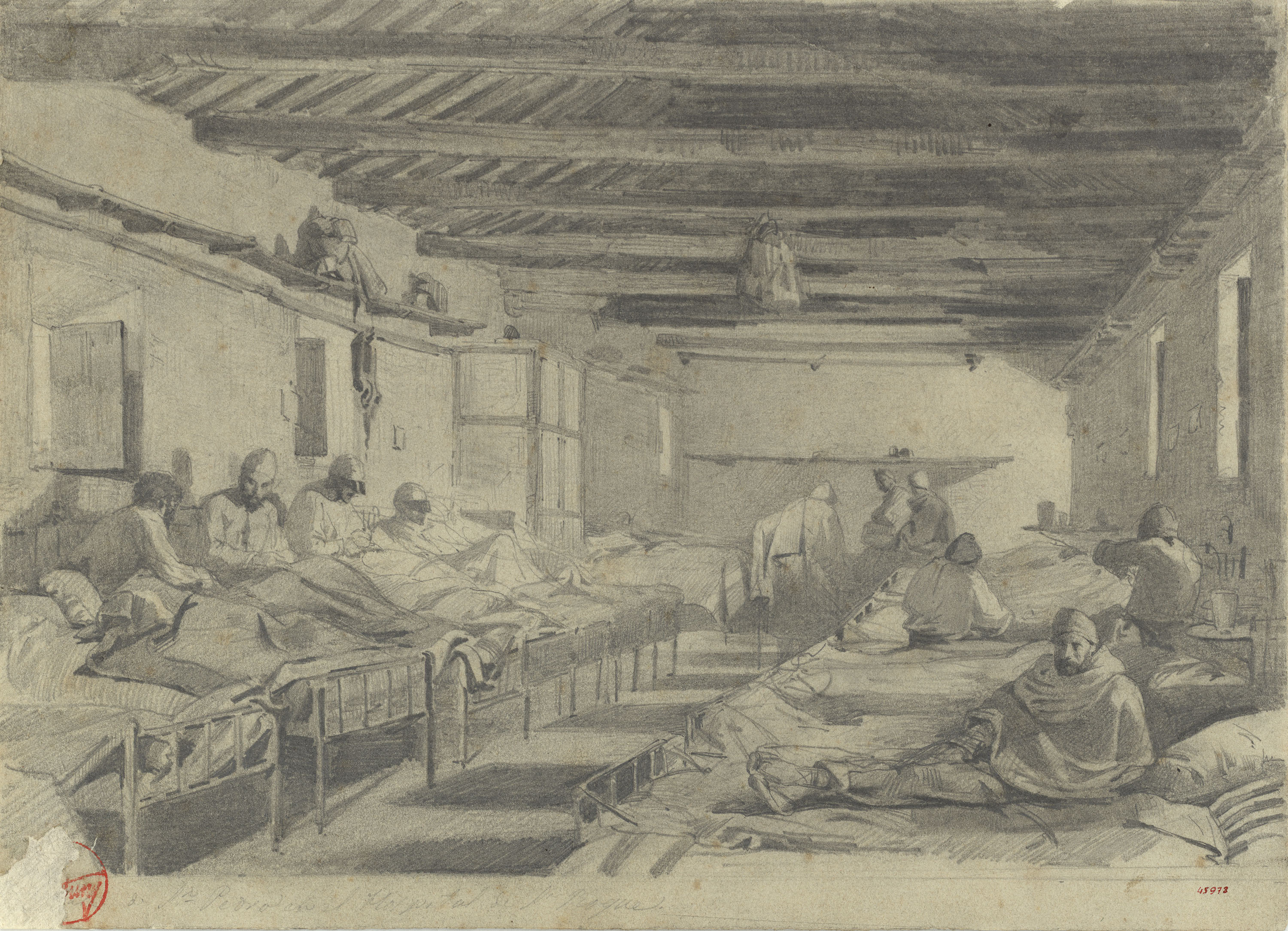 image for: Marià Fortuny - Sala de l'hospital de San Roque - Cap a 1860