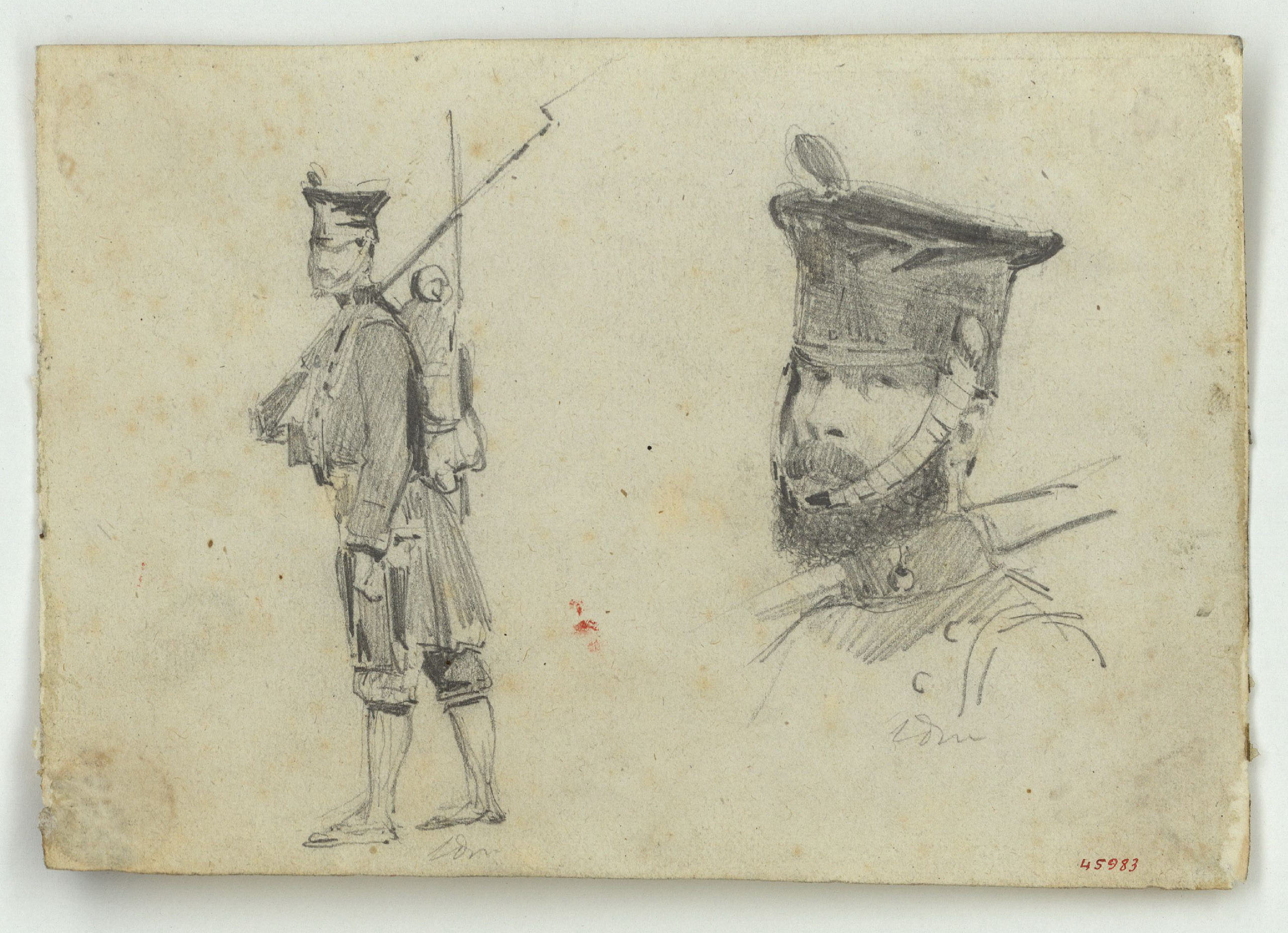 image for: Marià Fortuny - Estudis de soldat espanyol - Cap a 1860-1862