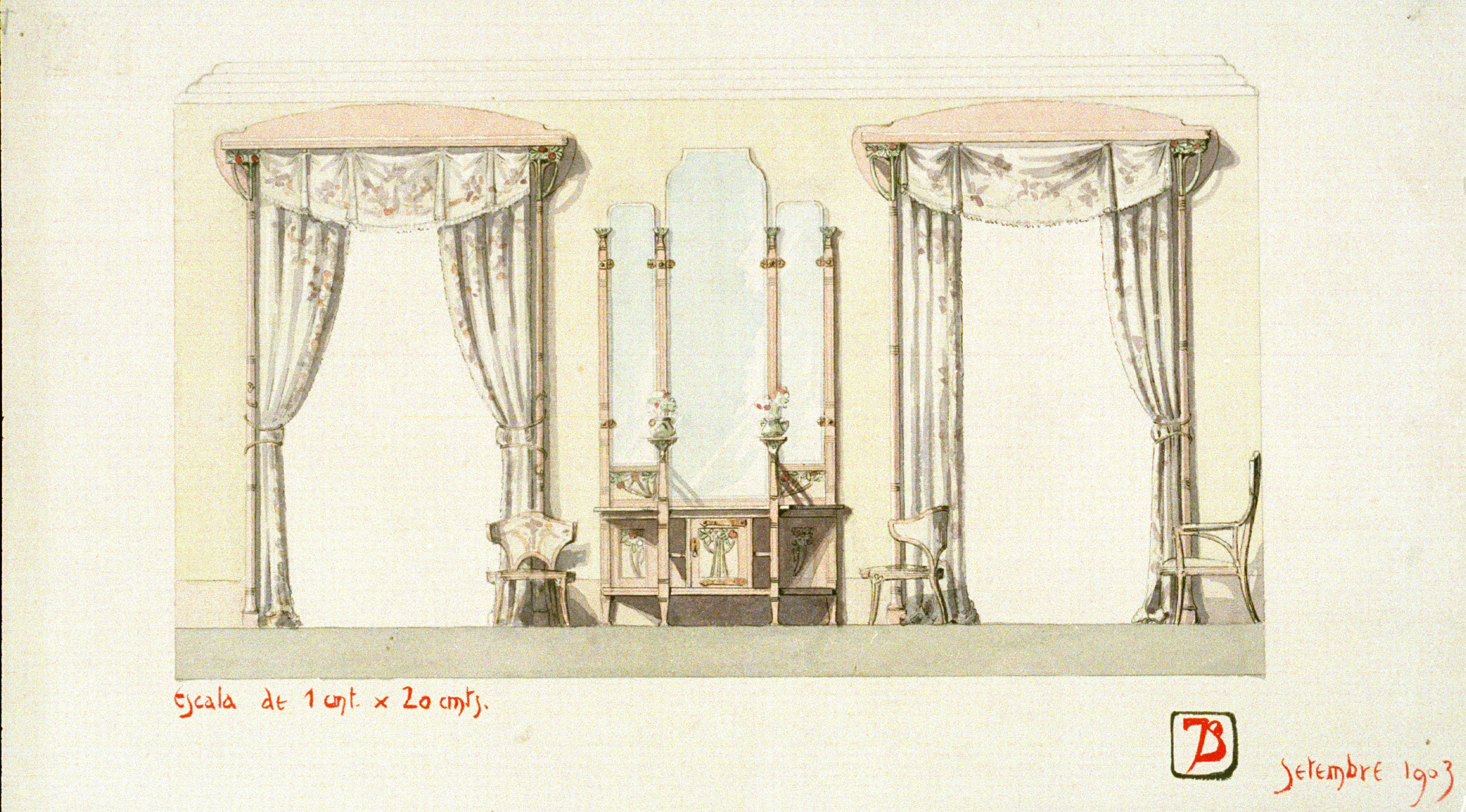image for: Joan Busquets - Cortinatges, consola i cadires - 1903