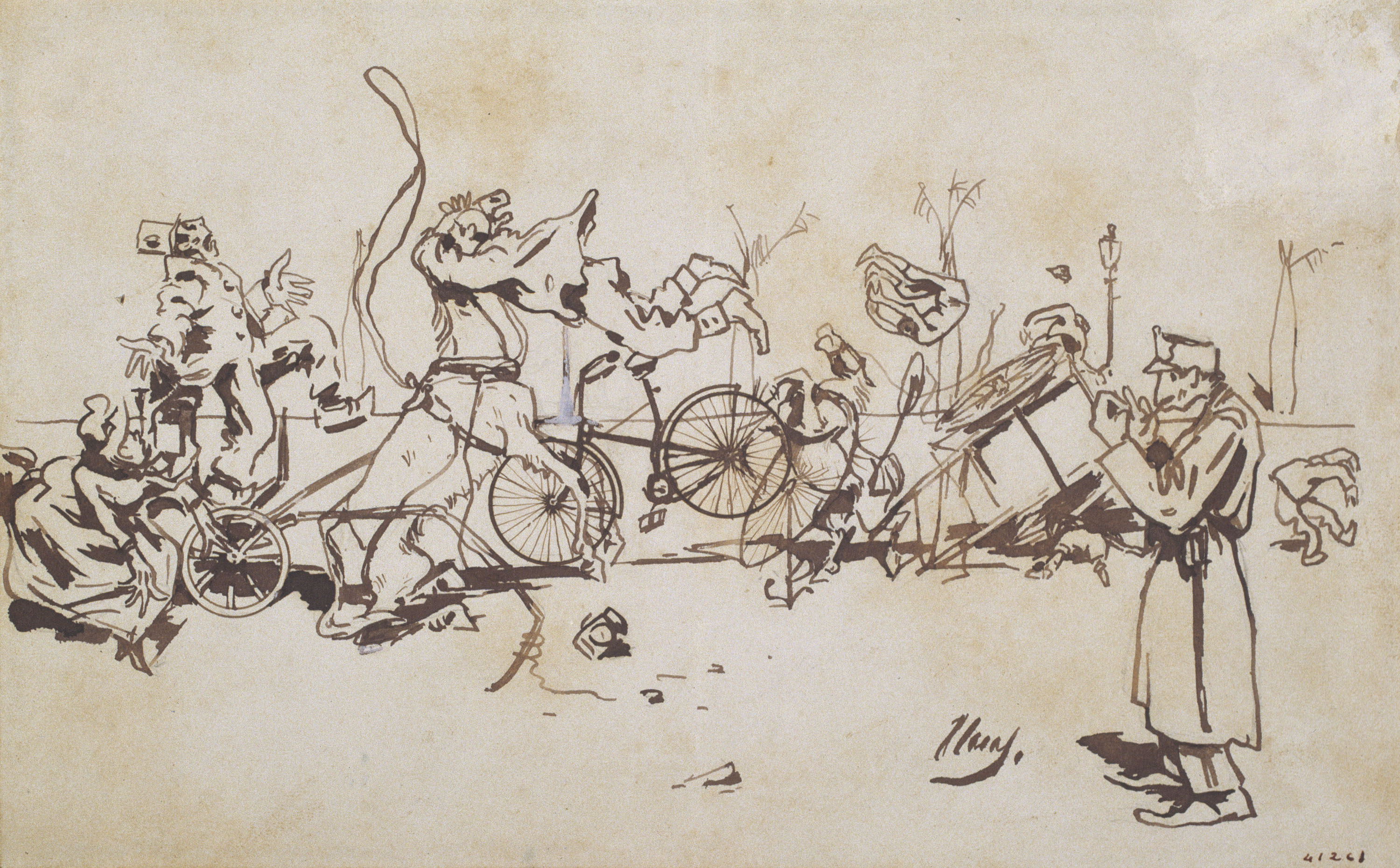 image for: Ramon Casas - Al ayre llibre. Se troban sense adonarsen y ¡alsa! la pila del greix... - 1889