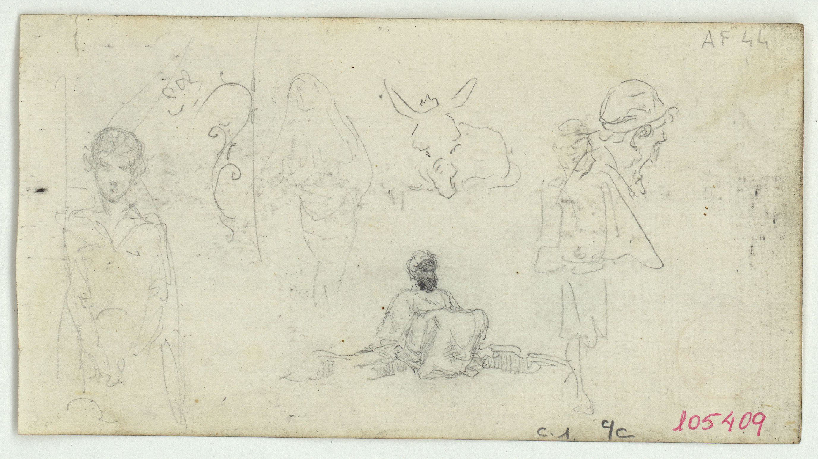 image for: Marià Fortuny - Vaca, cap de cavall i marroquins (anvers) / Marroquins i ruc (revers) - Cap a 1860-1862 [1]