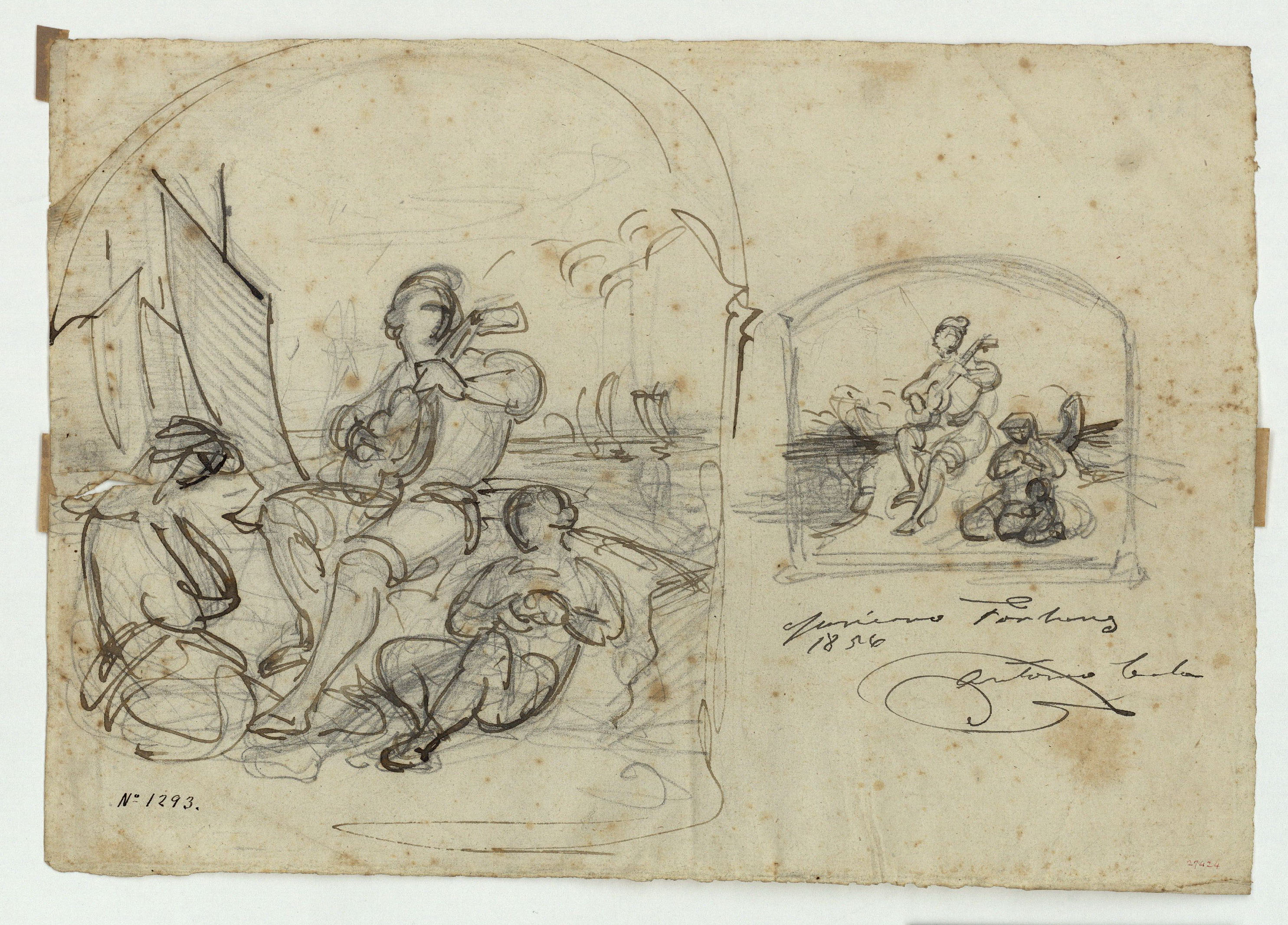 image for: Marià Fortuny - Estudi de composició - Cap a 1856-1858