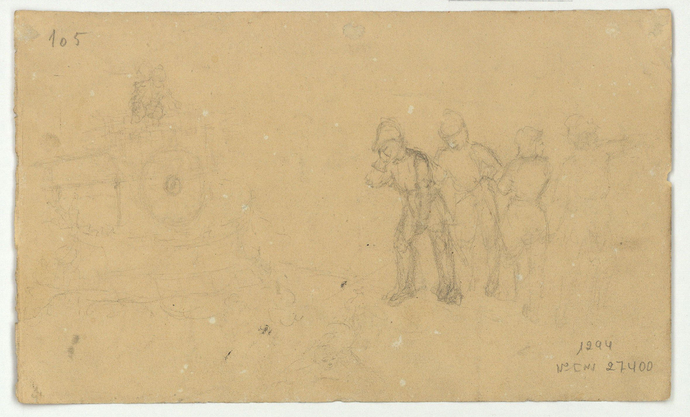 image for: Marià Fortuny - Bust de jove (anvers) / Esbós de figures (revers) - Cap a 1856-1858 [1]