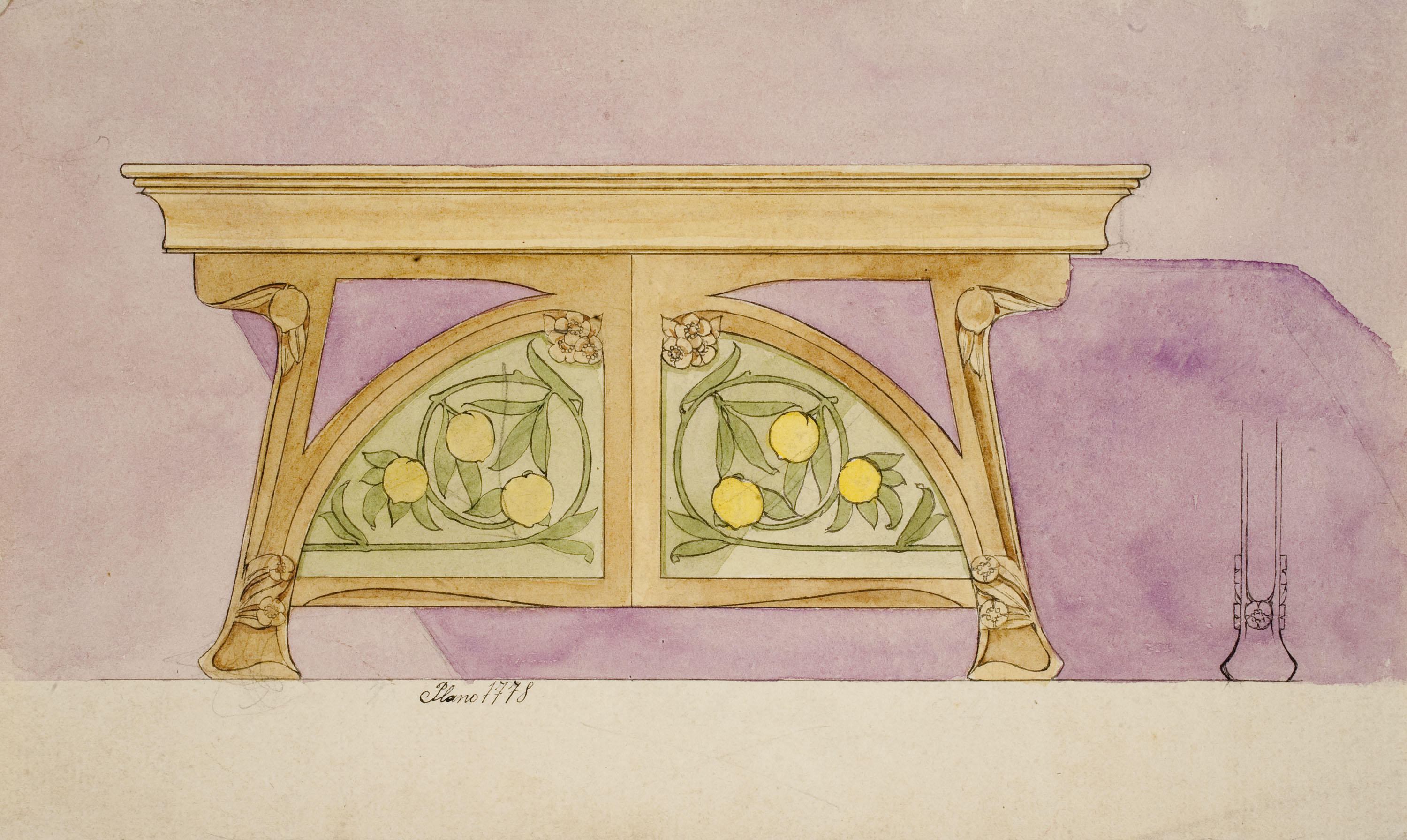 image for: Gaspar Homar - Taula amb plafons de marqueteria - Cap a 1900-1909