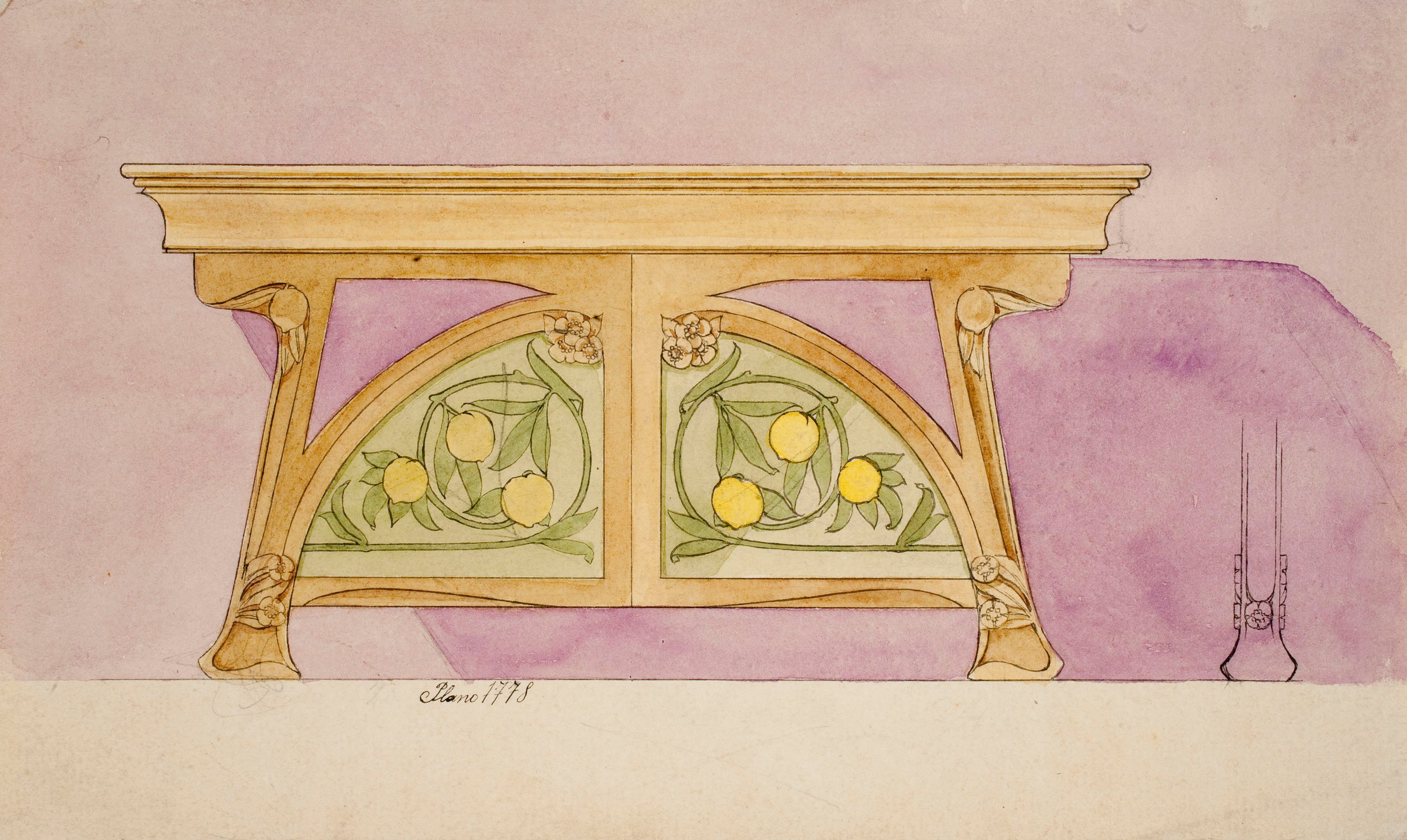 image for: Gaspar Homar - Taula amb plafons de marqueteria - Cap a 1900-1909