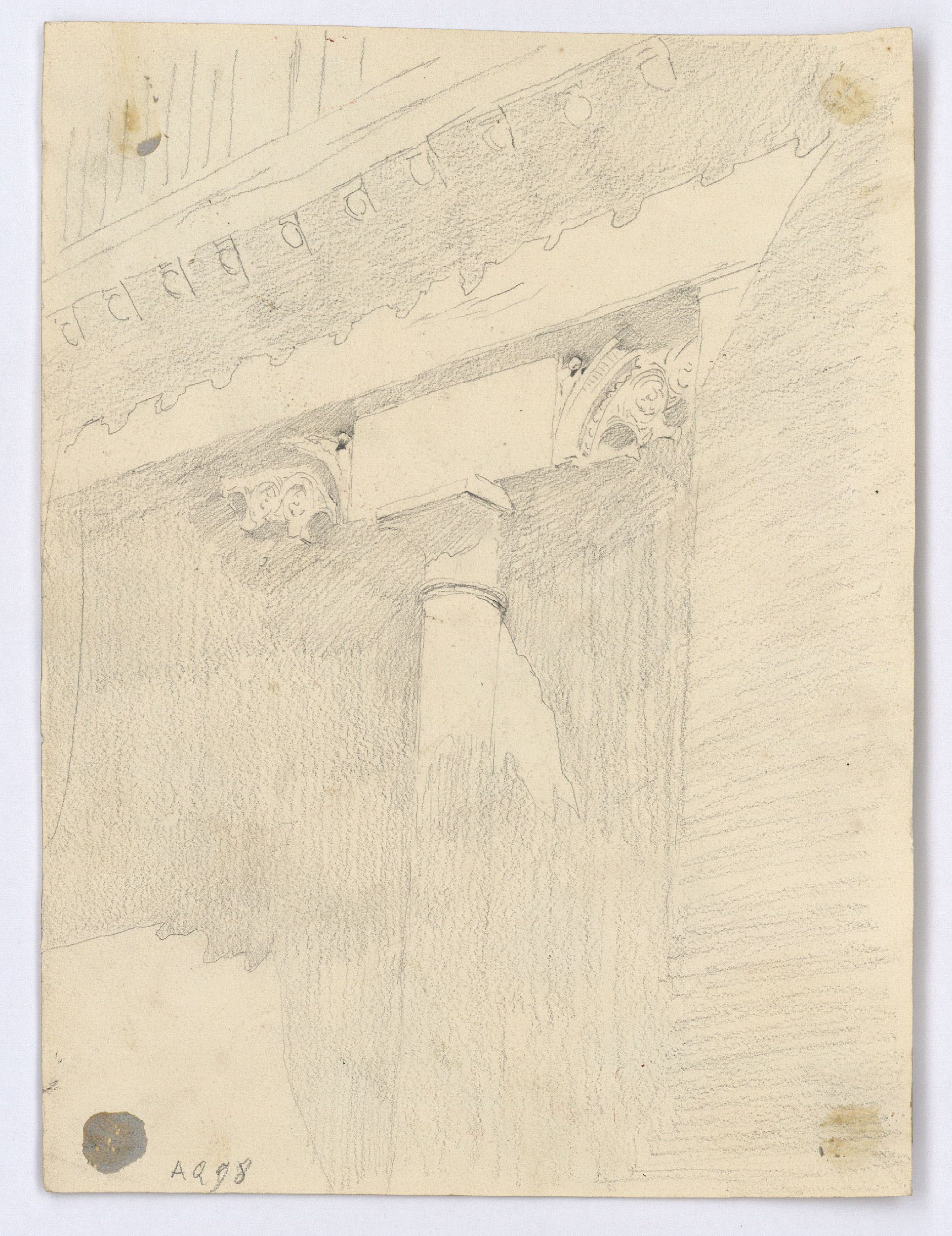 image for: Marià Fortuny - Ornamentacions d'estil musulmà (anvers) / Detall de porxada (revers) - Cap a 1870-1872 [1]