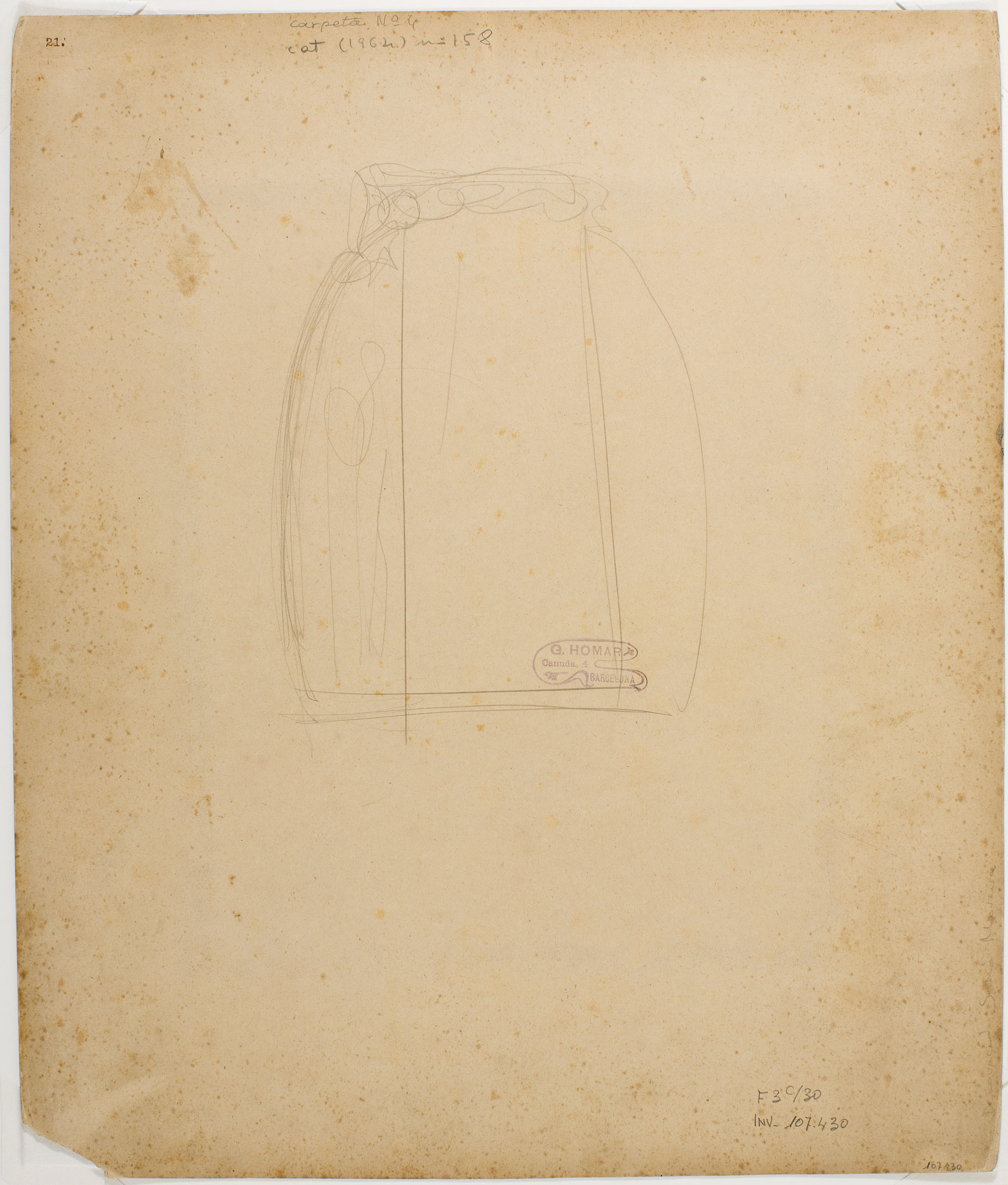 image for: Gaspar Homar - Armari amb plafons de marqueteria i mirall (anvers) / Apunt d'armari (revers) - Cap a 1903 [1]