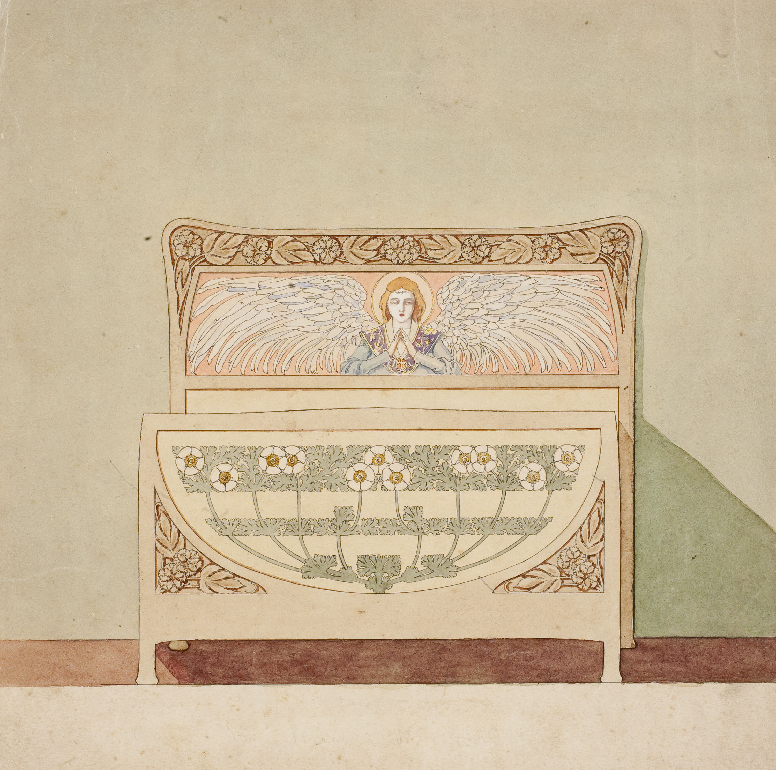 image for: Gaspar Homar - Llit amb plafó de marqueteria - Cap a 1903-1905