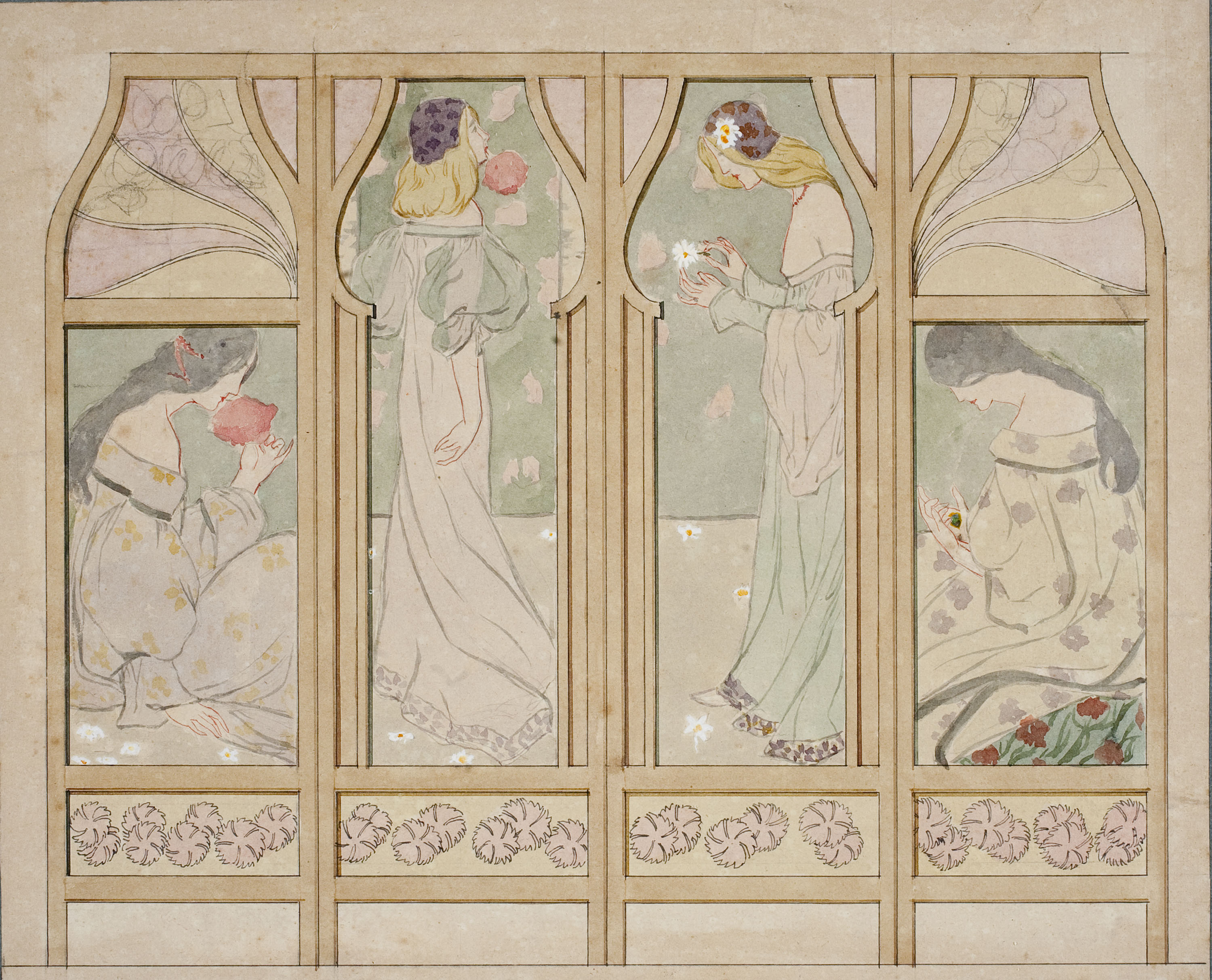 image for: Gaspar Homar - Paravent amb plafons de marqueteria - Cap a 1900