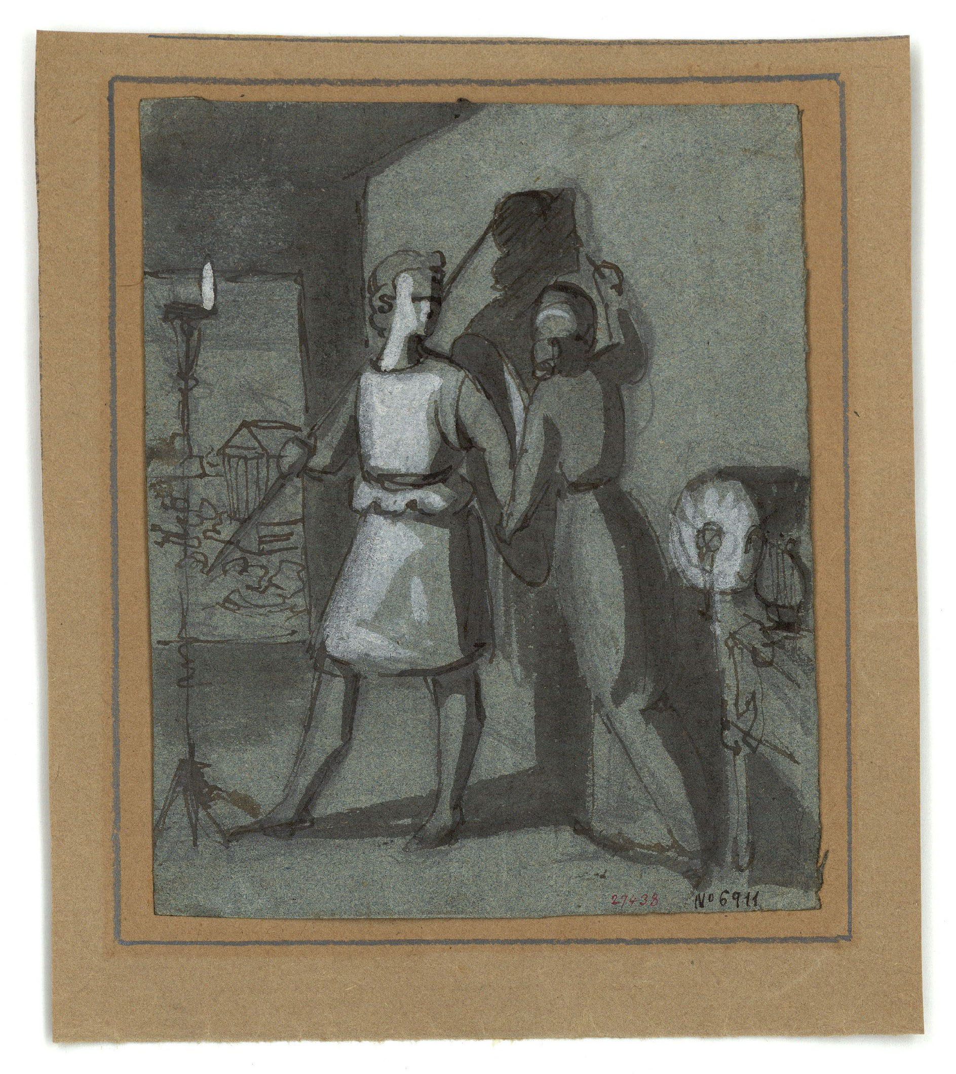 image for: Marià Fortuny - Cora, filla de Dibutades de Sicione, dibuixant el perfil del seu amant - Cap a 1856-1858