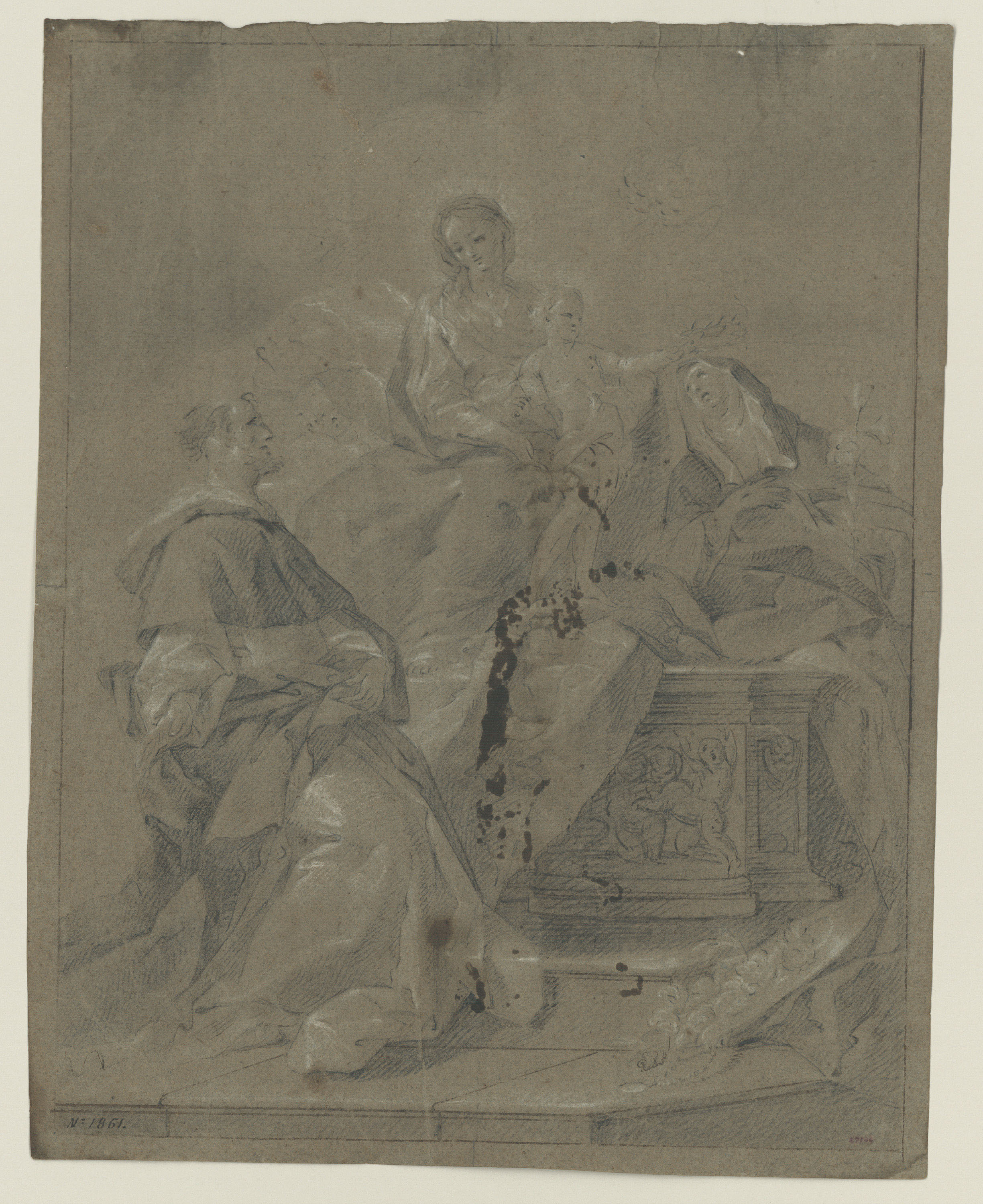 image for: Corrado Giaquinto - Mare de Déu amb el Nen, santa Caterina de Siena i sant Domènec - Entre 1740-1753