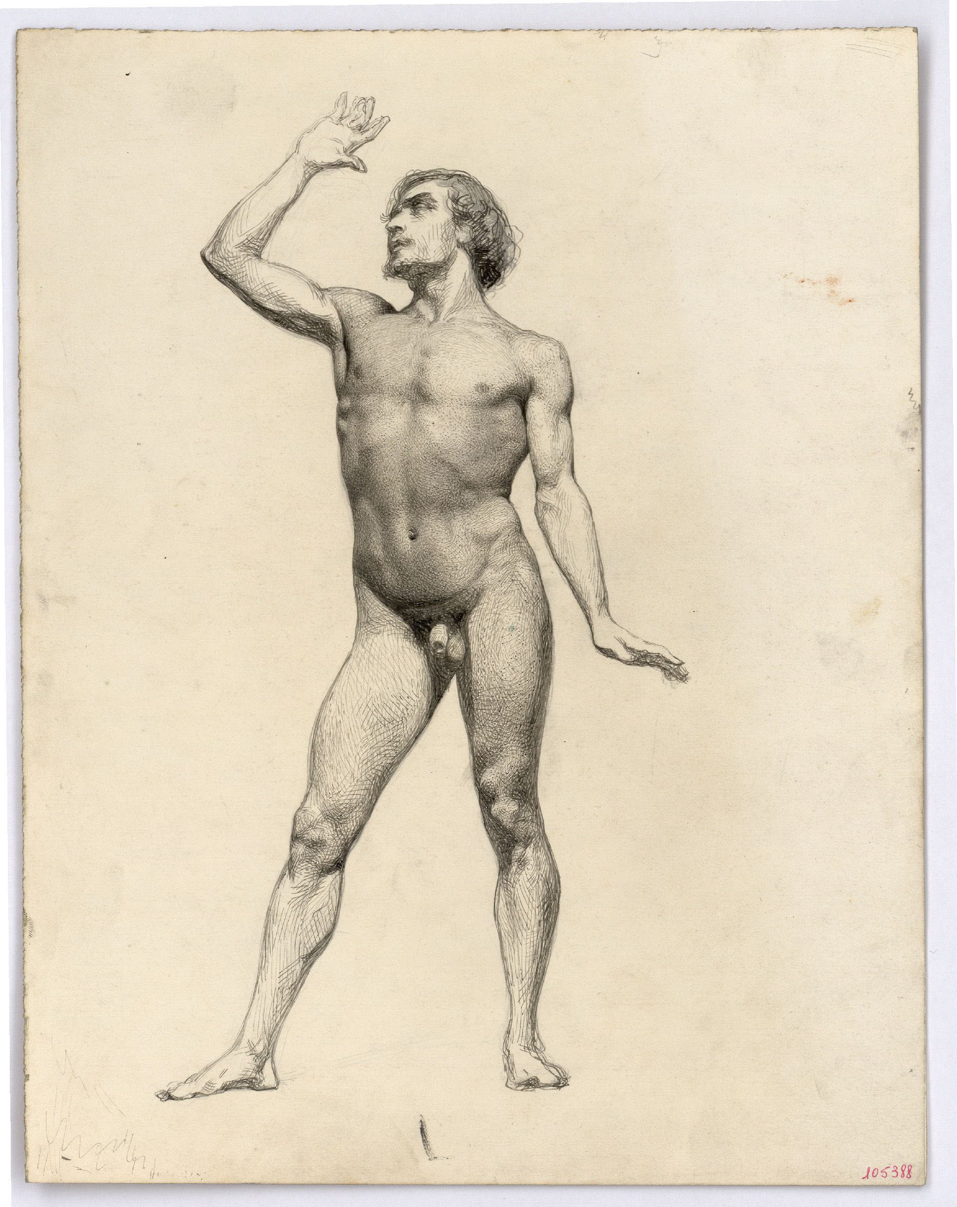 image for: Marià Fortuny - Estudi de nu masculí - Cap a 1860