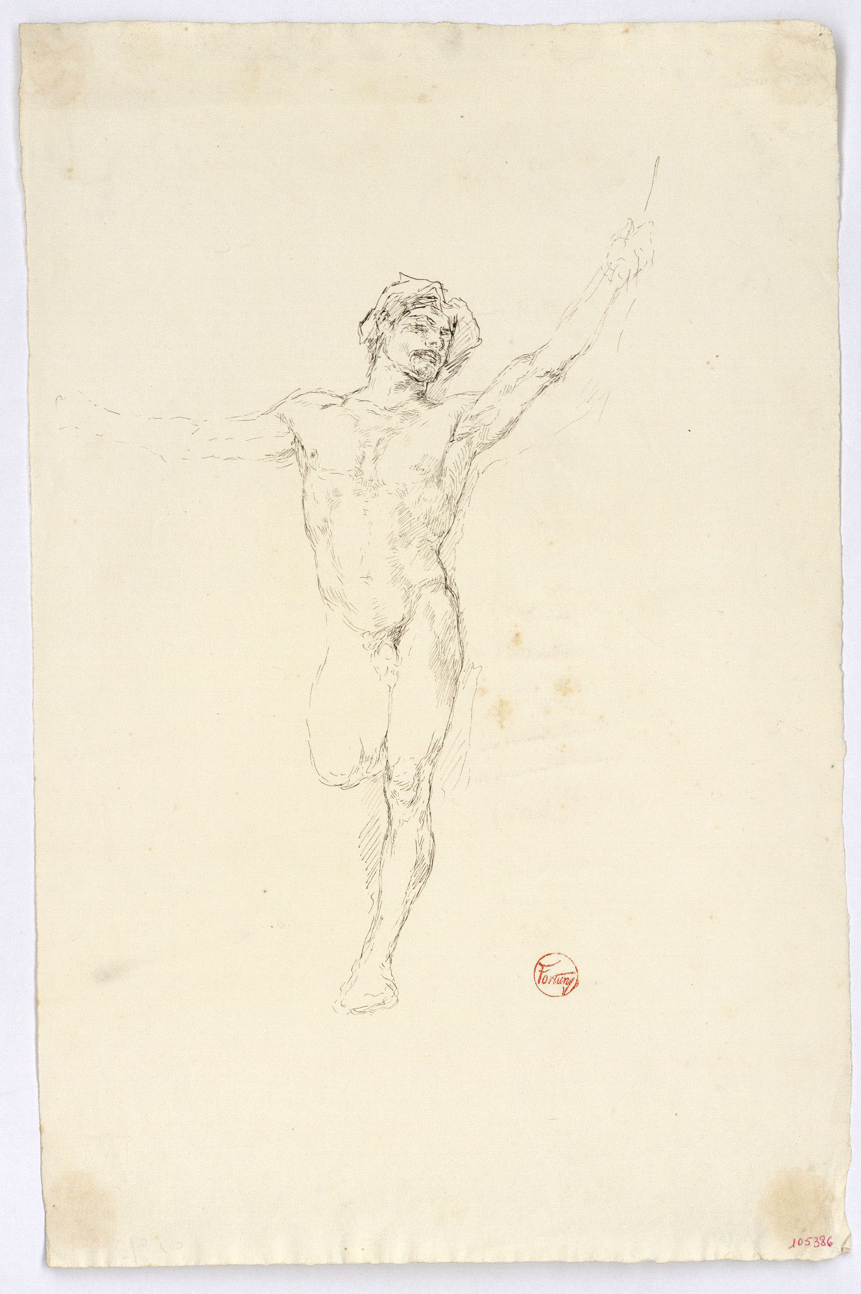 image for: Marià Fortuny - Estudi acadèmic de nu per a una crucifixió - Cap a 1860