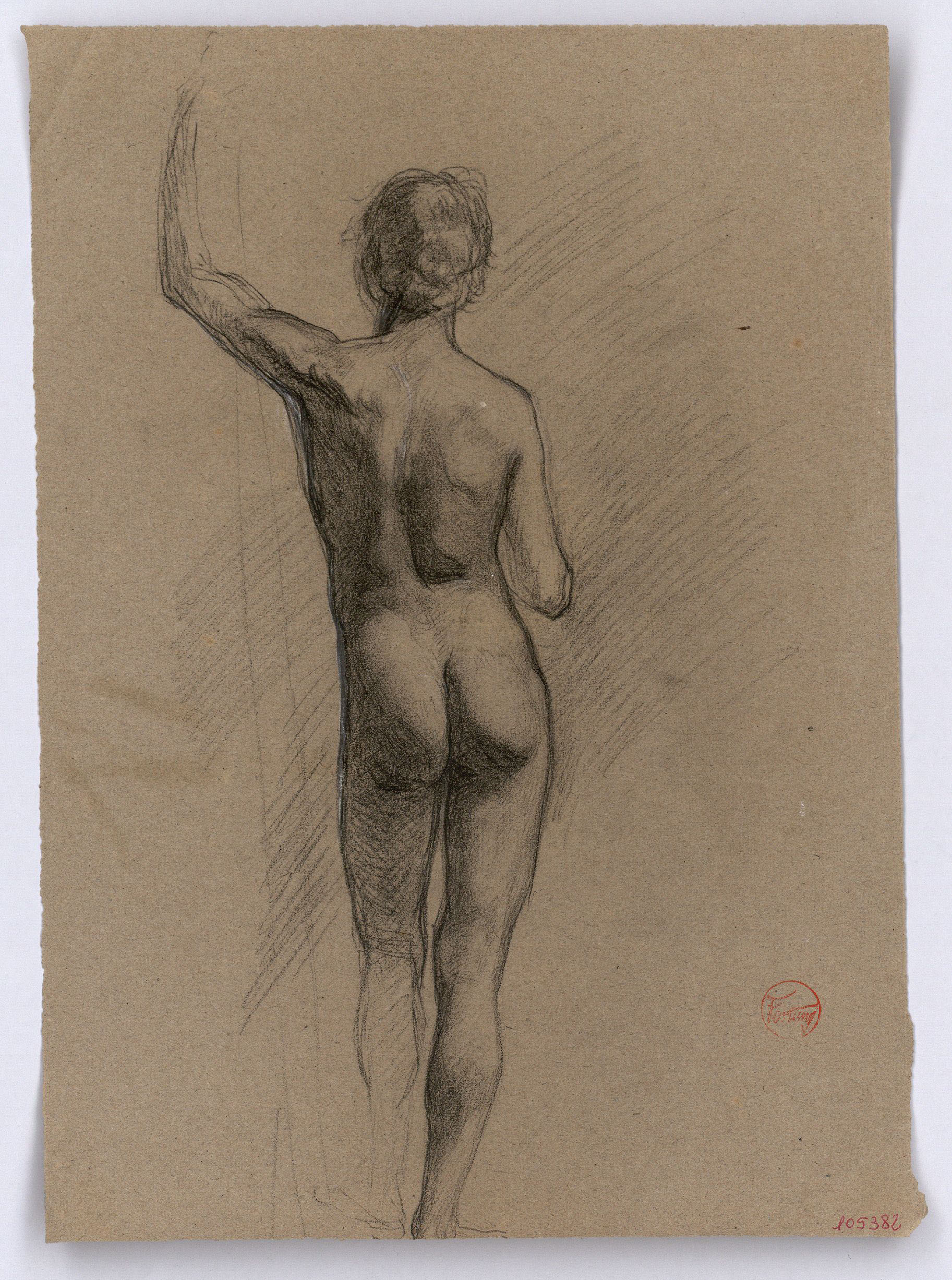 image for: Marià Fortuny - Estudi per al quadre «L'elecció de la model» (anvers) / Estudi acadèmic de nu masculí (revers) - Cap a 1868-1870