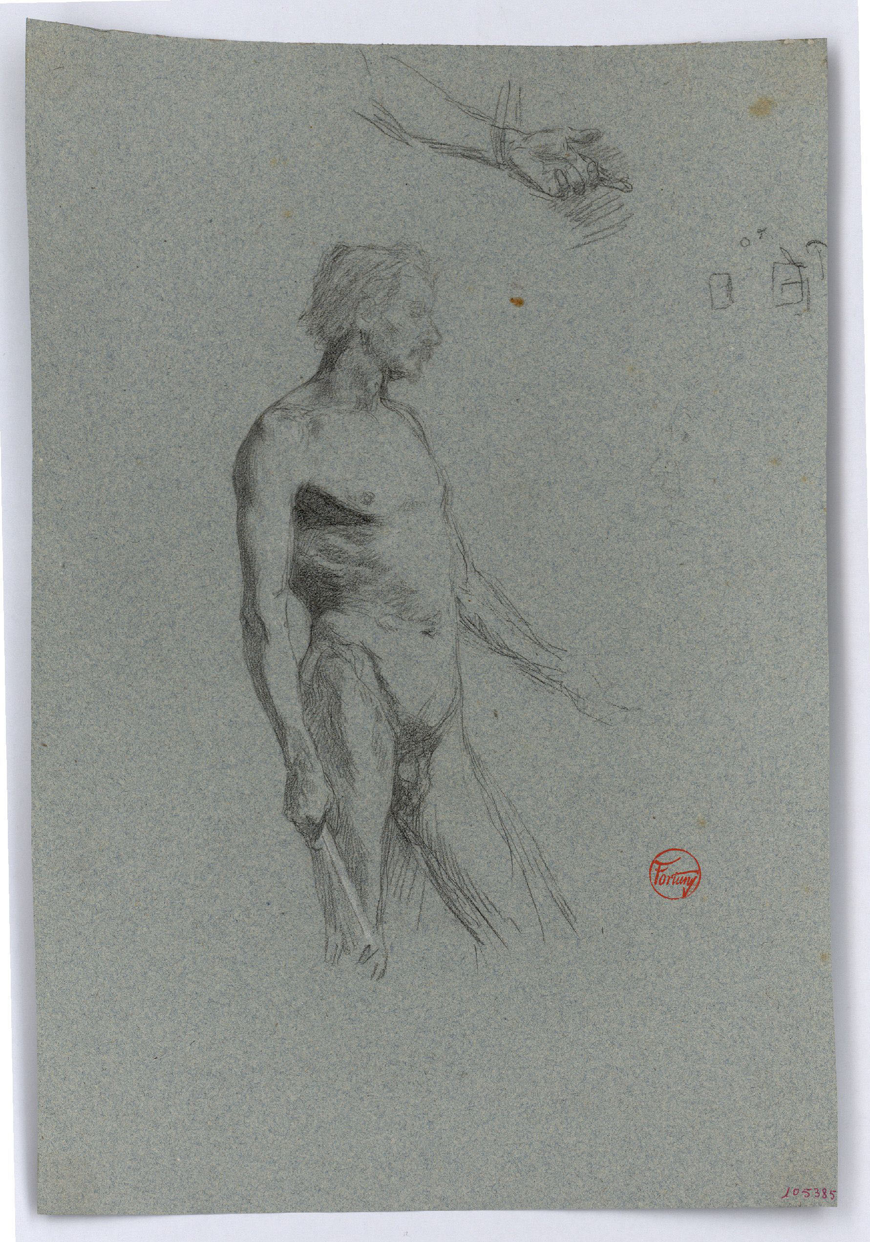 image for: Marià Fortuny - Estudi de nu masculí - Cap a 1860