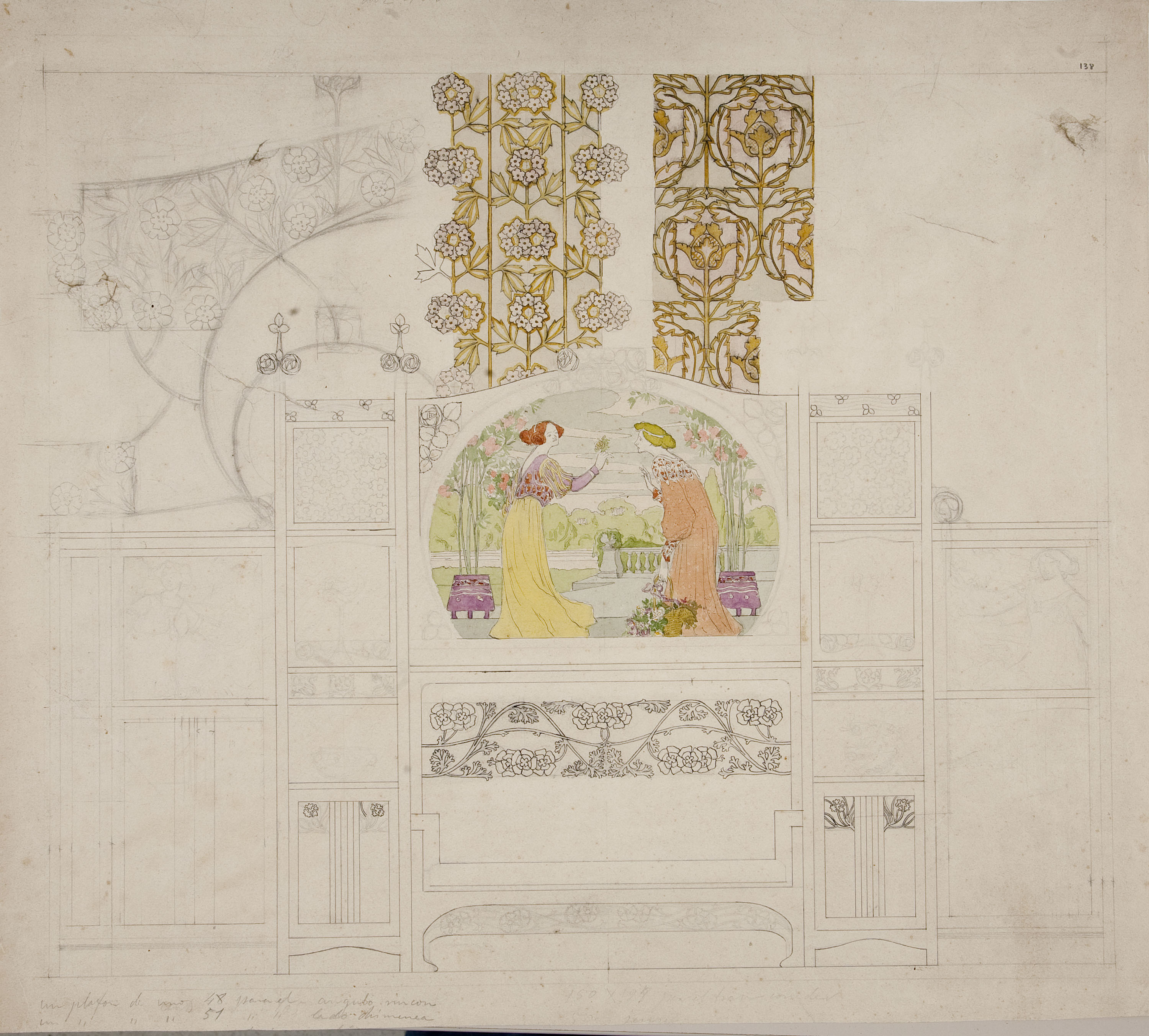 image for: Gaspar Homar - Escó vitrina per al saló de la casa Lleó Morera de Barcelona - Cap a 1903-1905