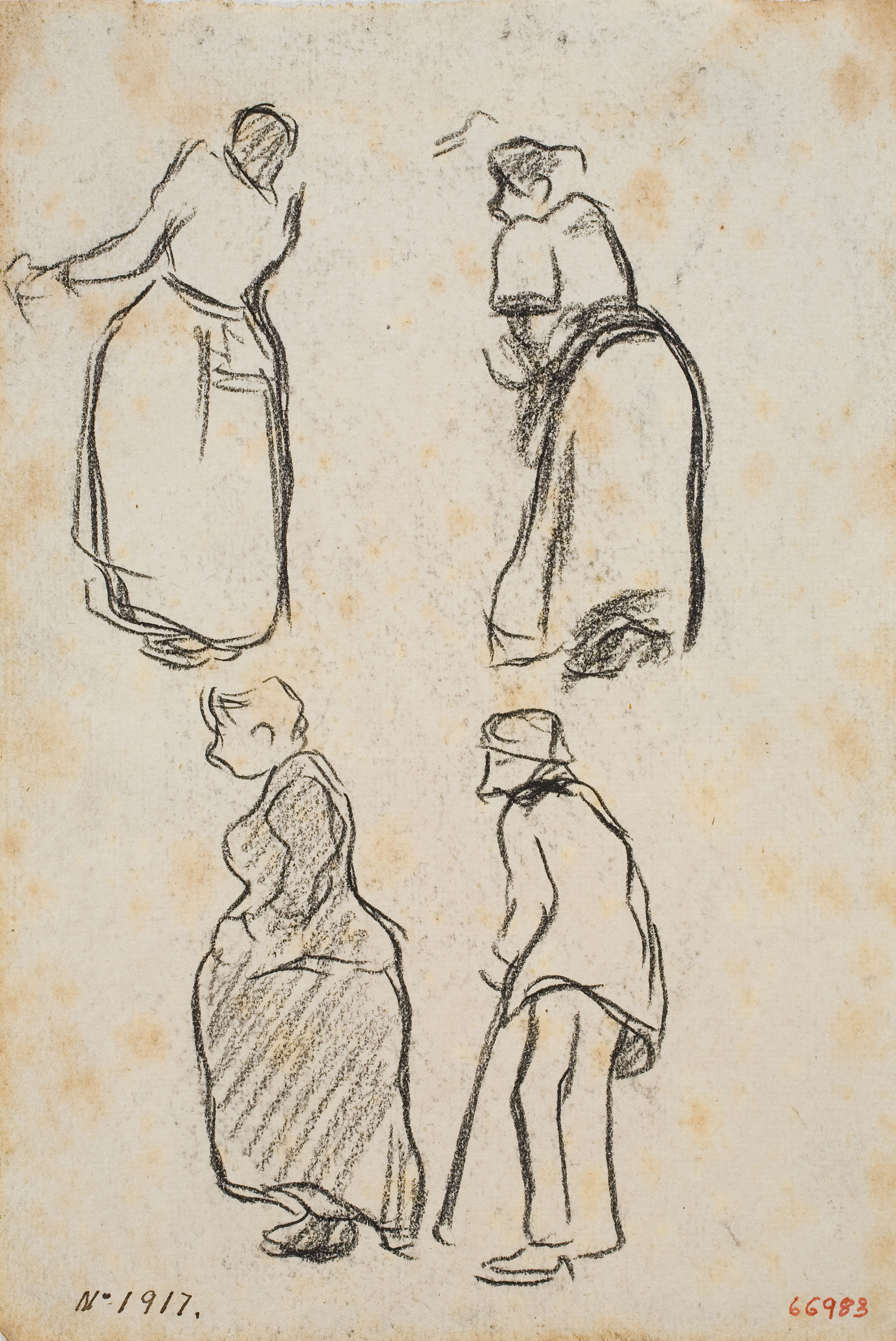 Isidre Nonell - Apunt de figures (anvers) / Figura masculina (revers) - Cap a 1894 image for: Isidre Nonell - Apunt de figures (anvers) / Figura masculina (revers) - Cap a 1894