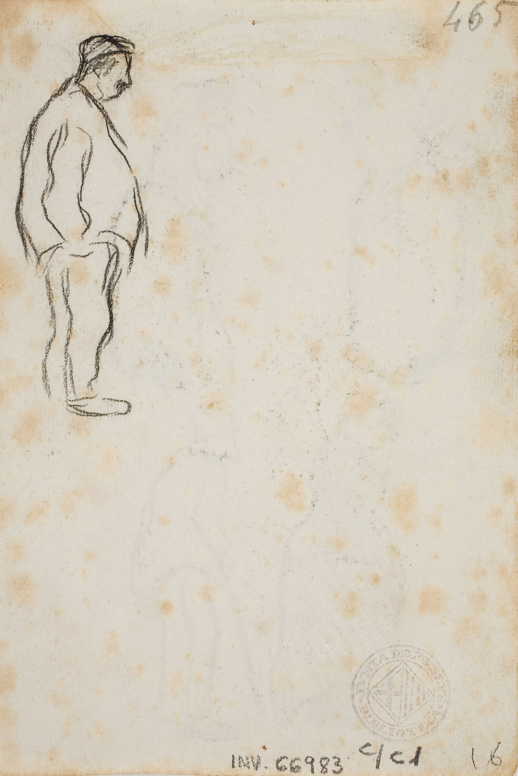 image for: Isidre Nonell - Apunt de figures (anvers) / Figura masculina (revers) - Cap a 1894 [1]