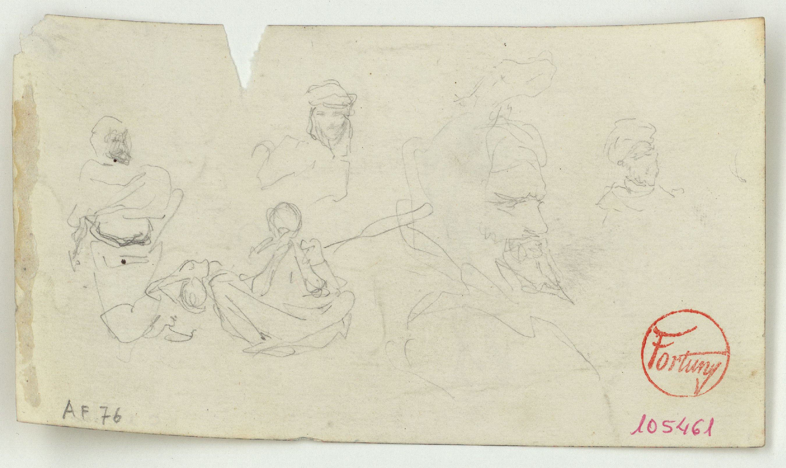 image for: Marià Fortuny - Marroquins (anvers) / Croquis de marroquins (revers) - Cap a 1860-1862