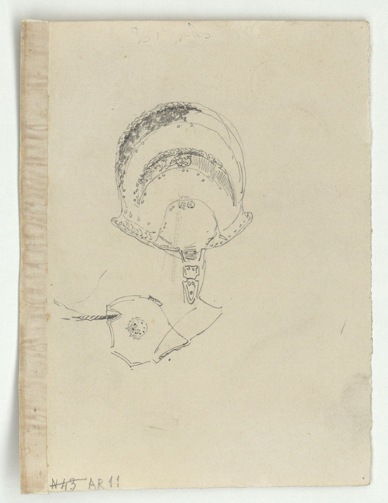 image for: Marià Fortuny - Armadura i casc (anvers) / Cascs (revers) - Cap a 1867-1872 [1]