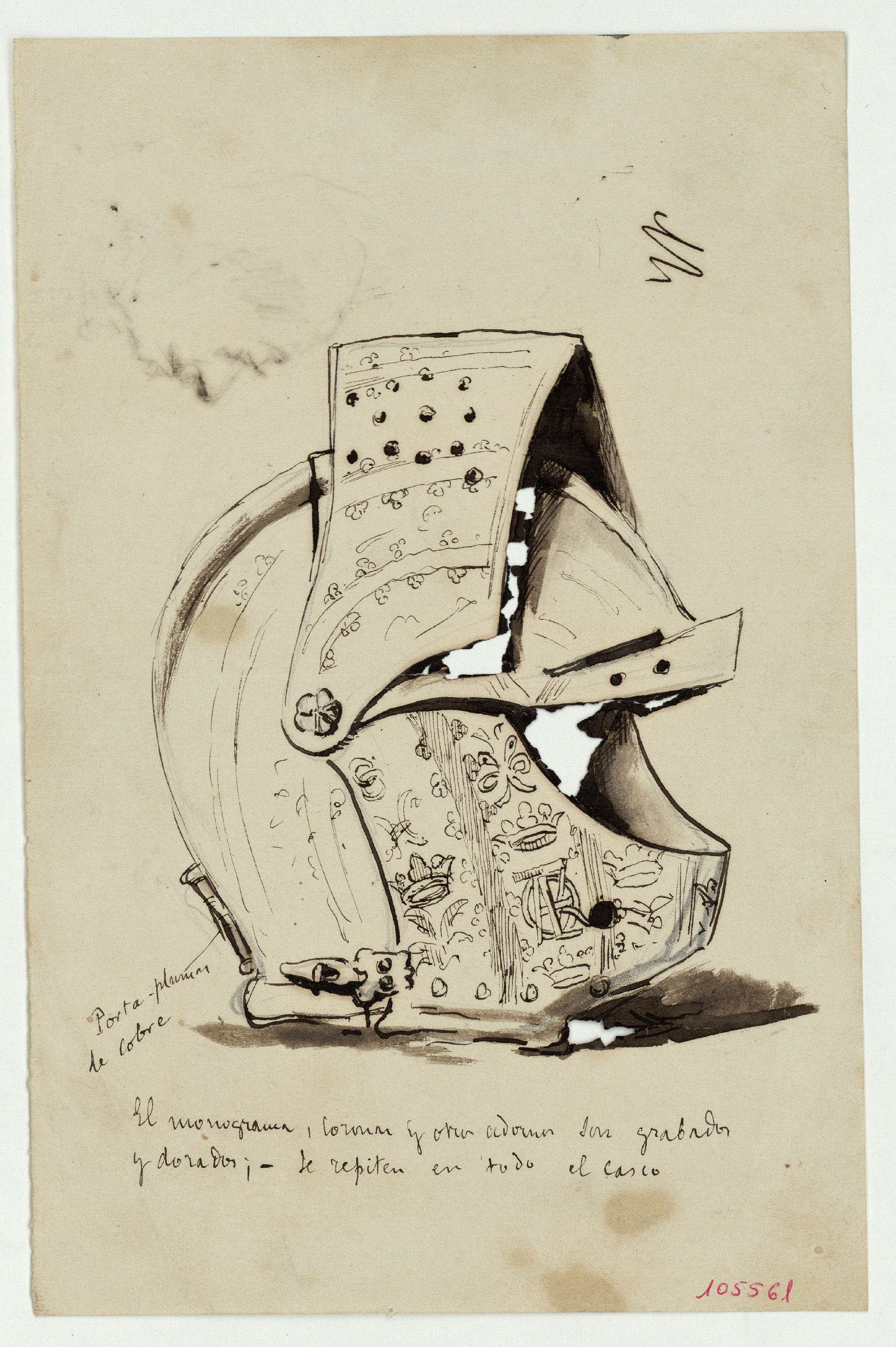 image for: Marià Fortuny - Casc (anvers) / Cap masculí (revers) - Cap a 1867-1872