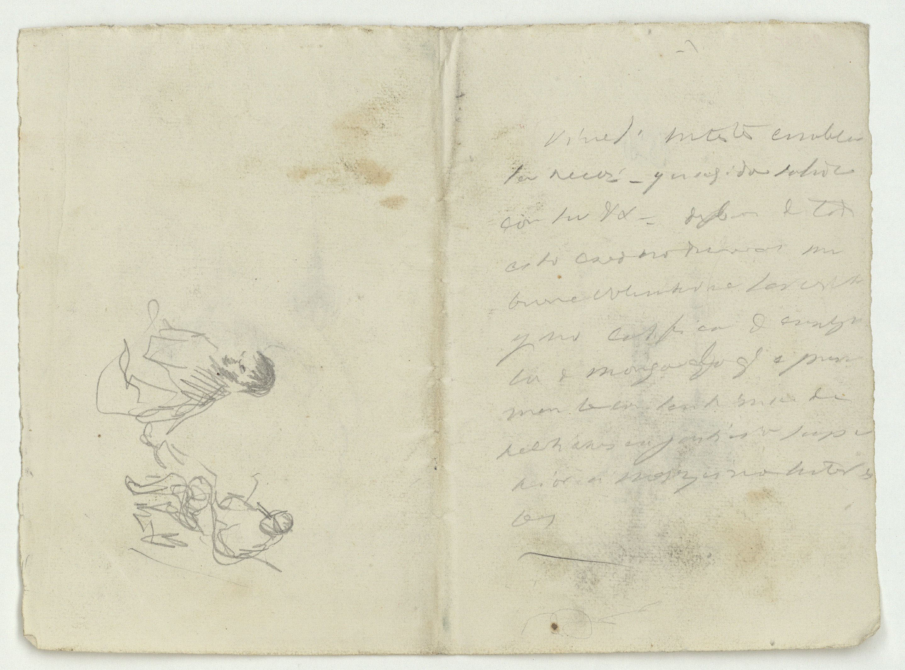 image for: Marià Fortuny - Motius ornamentals d'estil musulmà (anvers) / Esbós de figures (revers) - Cap a 1870-1872 [1]