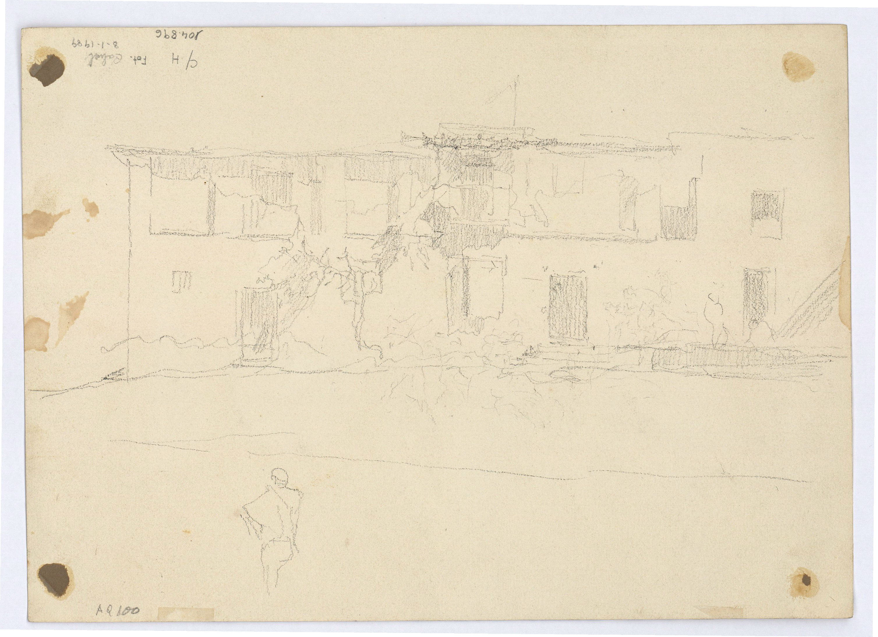 image for: Marià Fortuny - Pati de la casa de les monges a Granada (anvers) / Carrer amb figures (revers) - Cap a 1868-1872 [1]