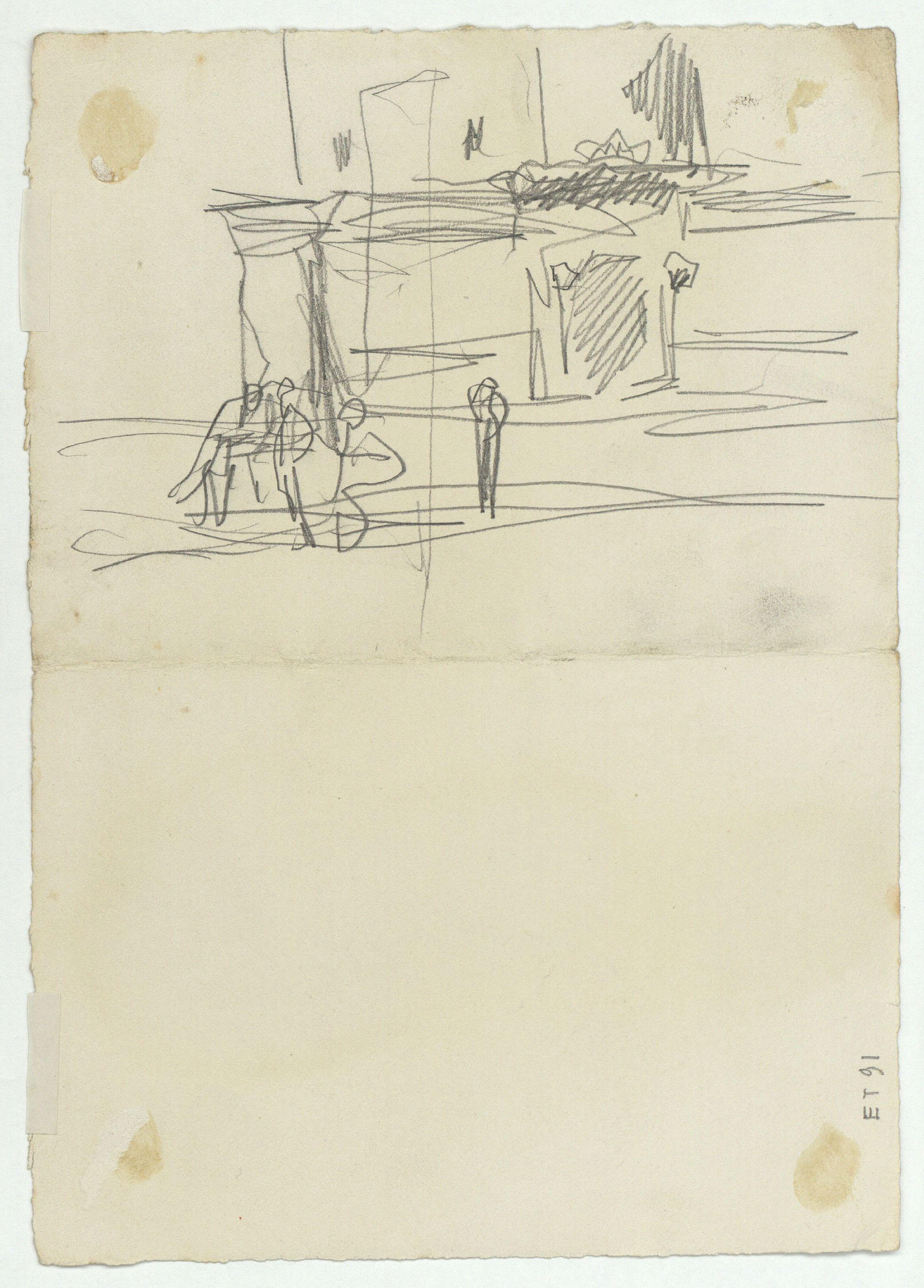 image for: Marià Fortuny - Estudi per al quadre «Músics àrabs» (anvers) / Esbós de carrer amb figures (revers) - Cap a 1872 [1]