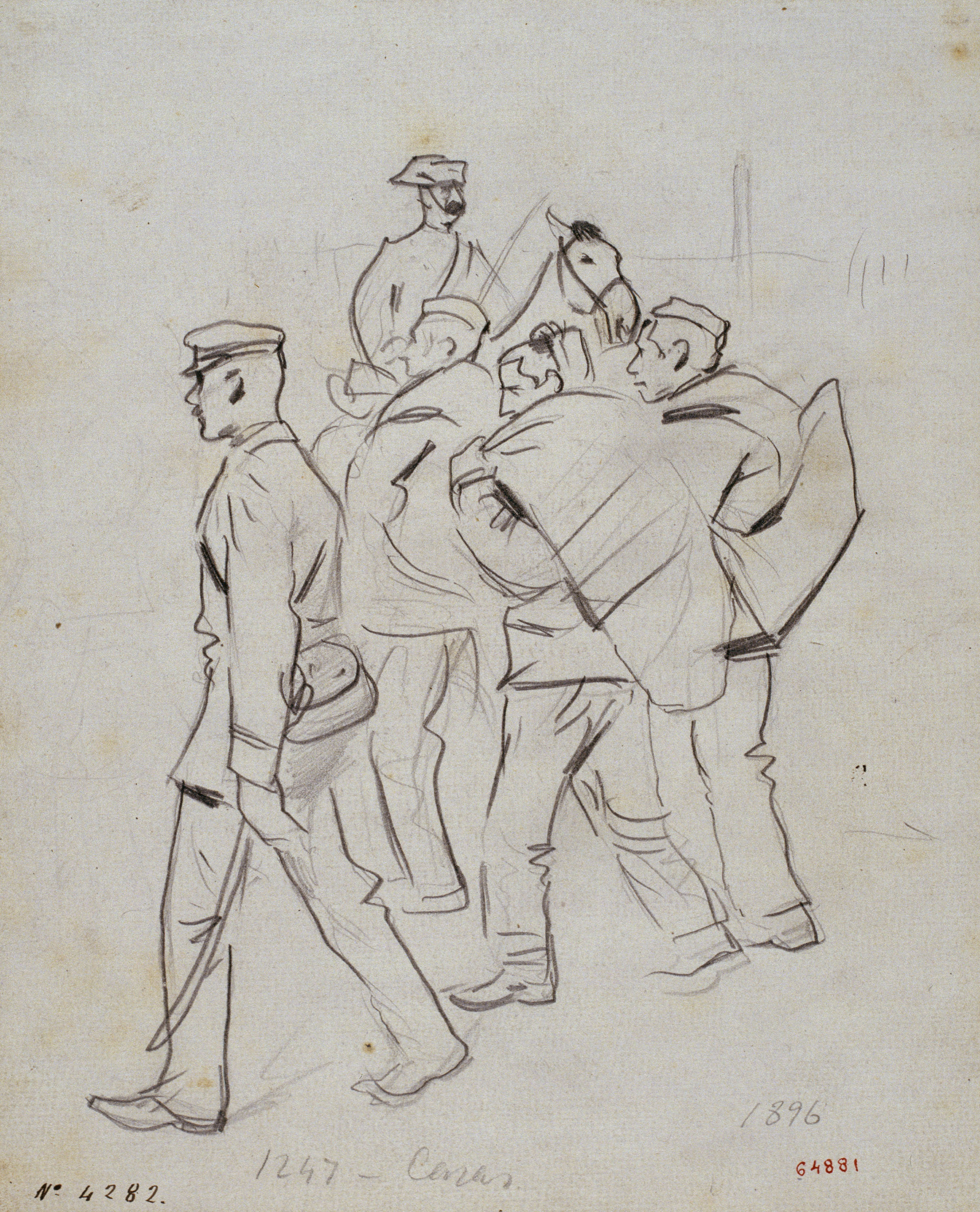 image for: Ramon Casas - Els reclutes. Estudi per al quadre «Embarcament de tropes» - 1896
